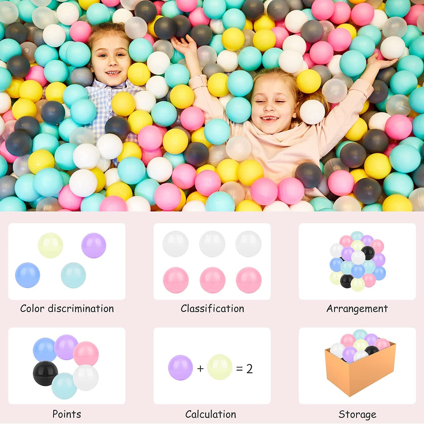 Vanland Ball Pit Balls – Phthalate Free, BPA Free, 2.2-Inch Crush-Proof Multicolor Balls with Storage Bag