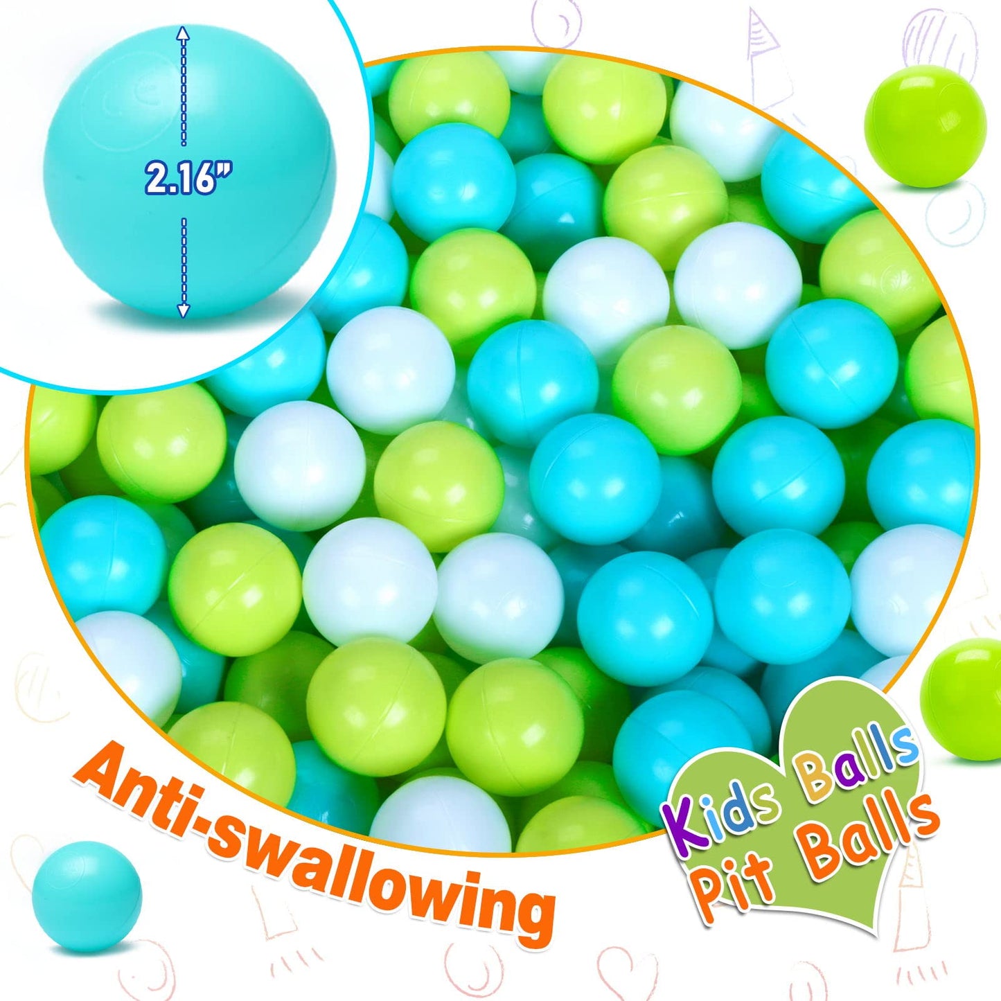 Vanland Ball Pit Balls - Phthalate Free & BPA Free, 2.2-Inch Colorful Set