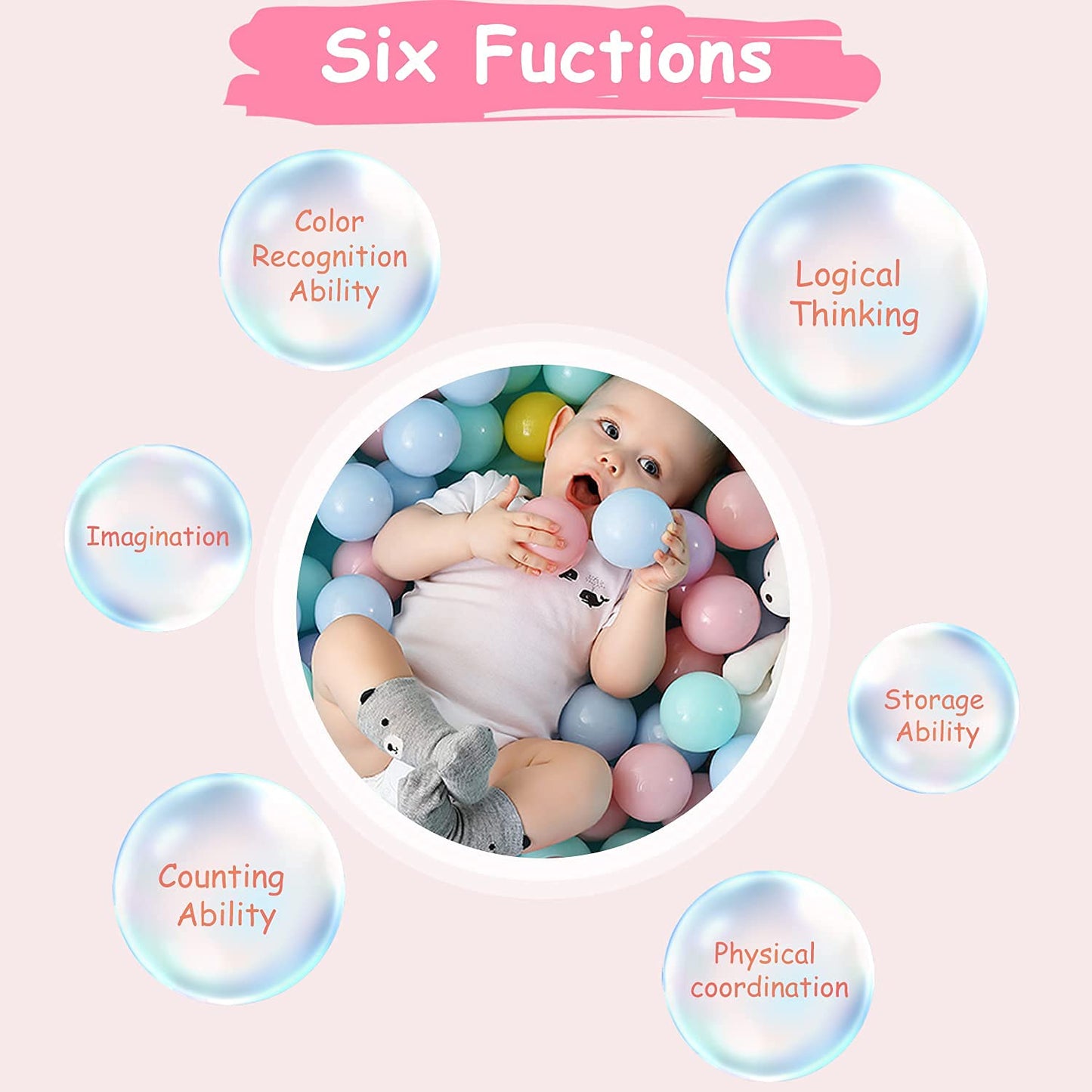 Vanland Ball Pit Balls – Phthalate Free, BPA Free, 2.2-Inch Crush-Proof Multicolor Balls with Storage Bag
