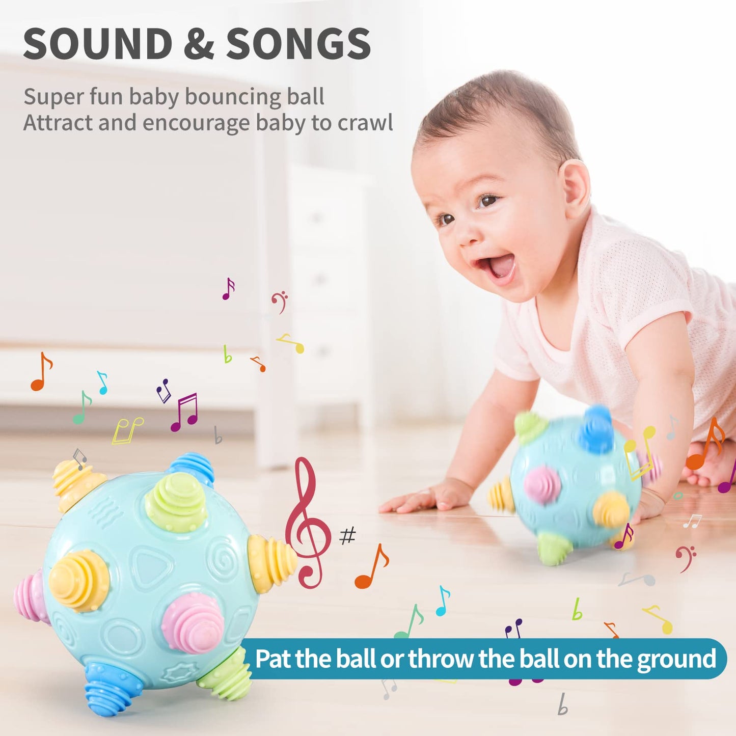 VANLINNY Bumble Ball: Interactive Musical Baby Toy for Sensory Learning, Crawling & Play (3+ Years)