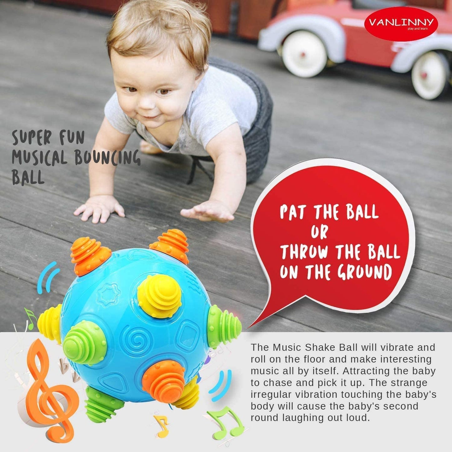 VANLINNY Crawling Baby Toy – Interactive Bumble Ball for 6-36 Months | Sensory & Crawling Play