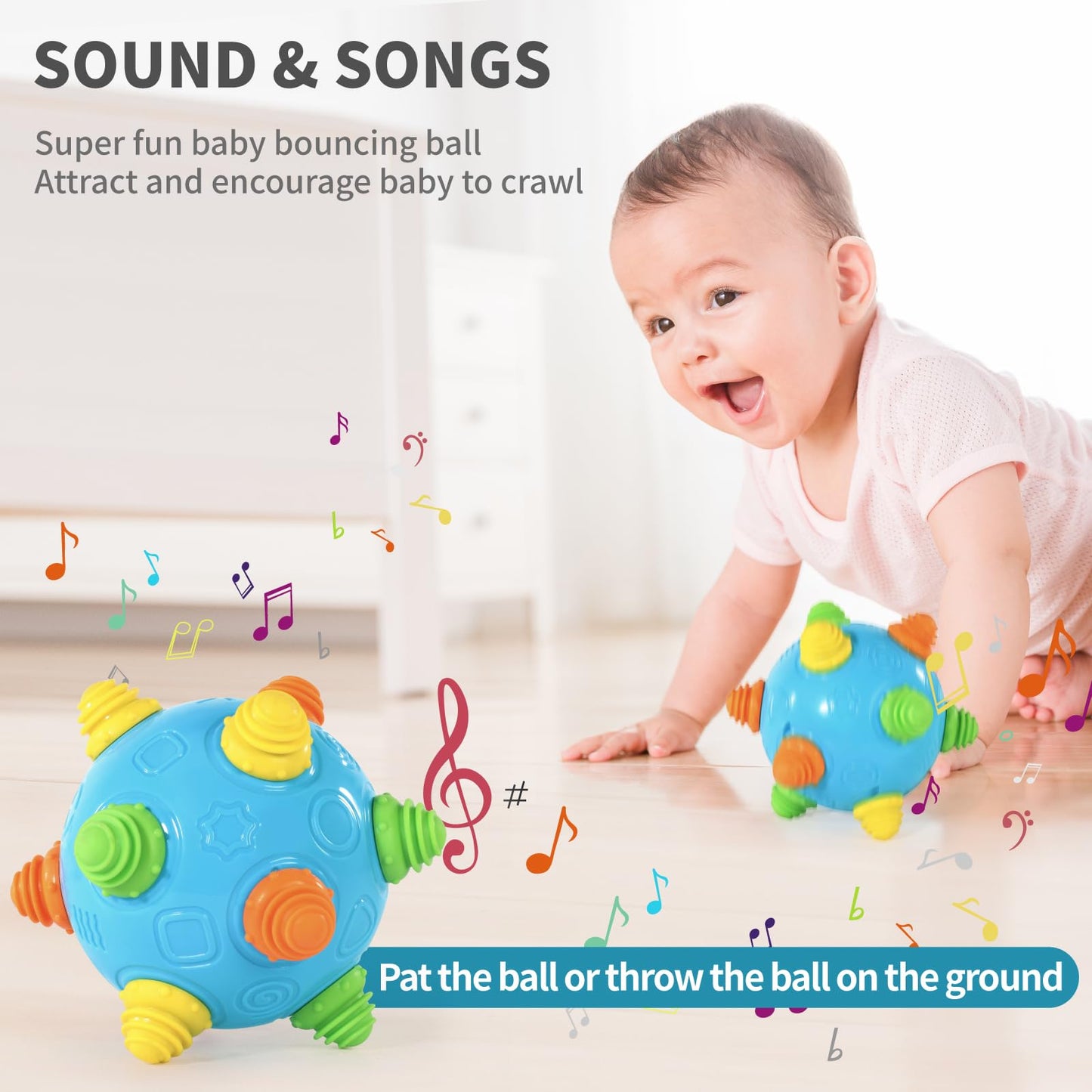 VANLINNY NEW Bumble Ball for Babies – Crawling Sensory Toy with Music Shake and Dancing Sounds