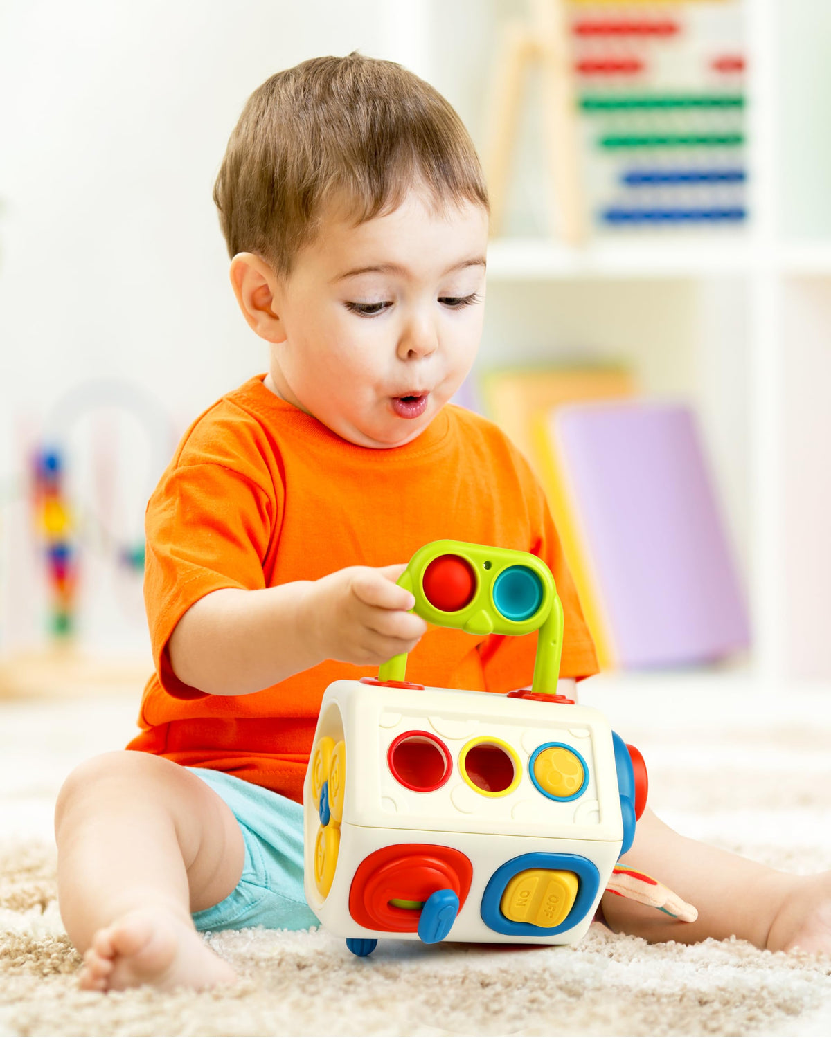 Vanmor 10-in-1 Busy Cube for Toddlers | Montessori Sensory Cube & Travel Fidget Toy