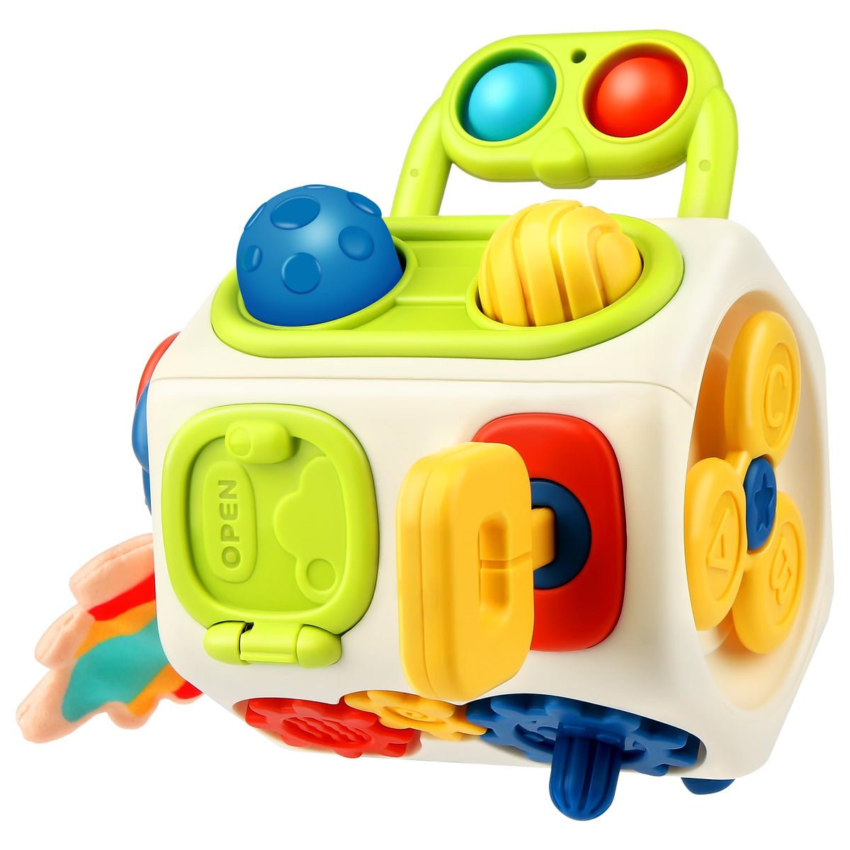 Vanmor 10-in-1 Busy Cube for Toddlers | Montessori Sensory Cube & Travel Fidget Toy