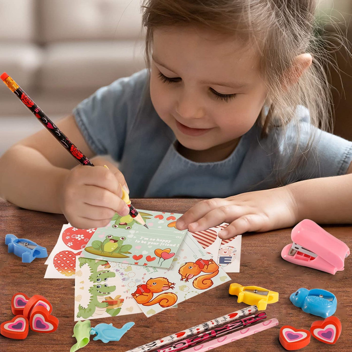 Vanow Valentine's Day Kids Classroom Gift Set — 28-Pack Stationery Kit, Cards & Accessories