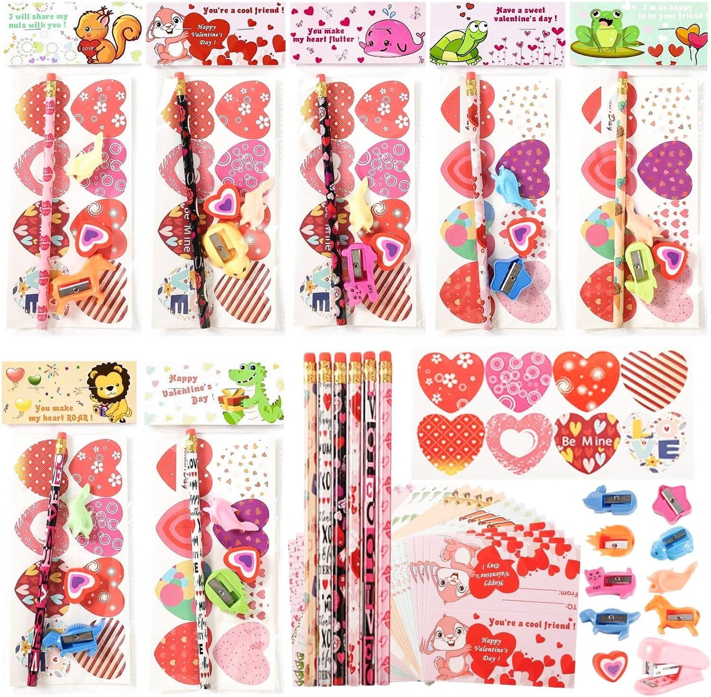 Vanow Valentine's Day Kids Classroom Gift Set — 28-Pack Stationery Kit, Cards & Accessories