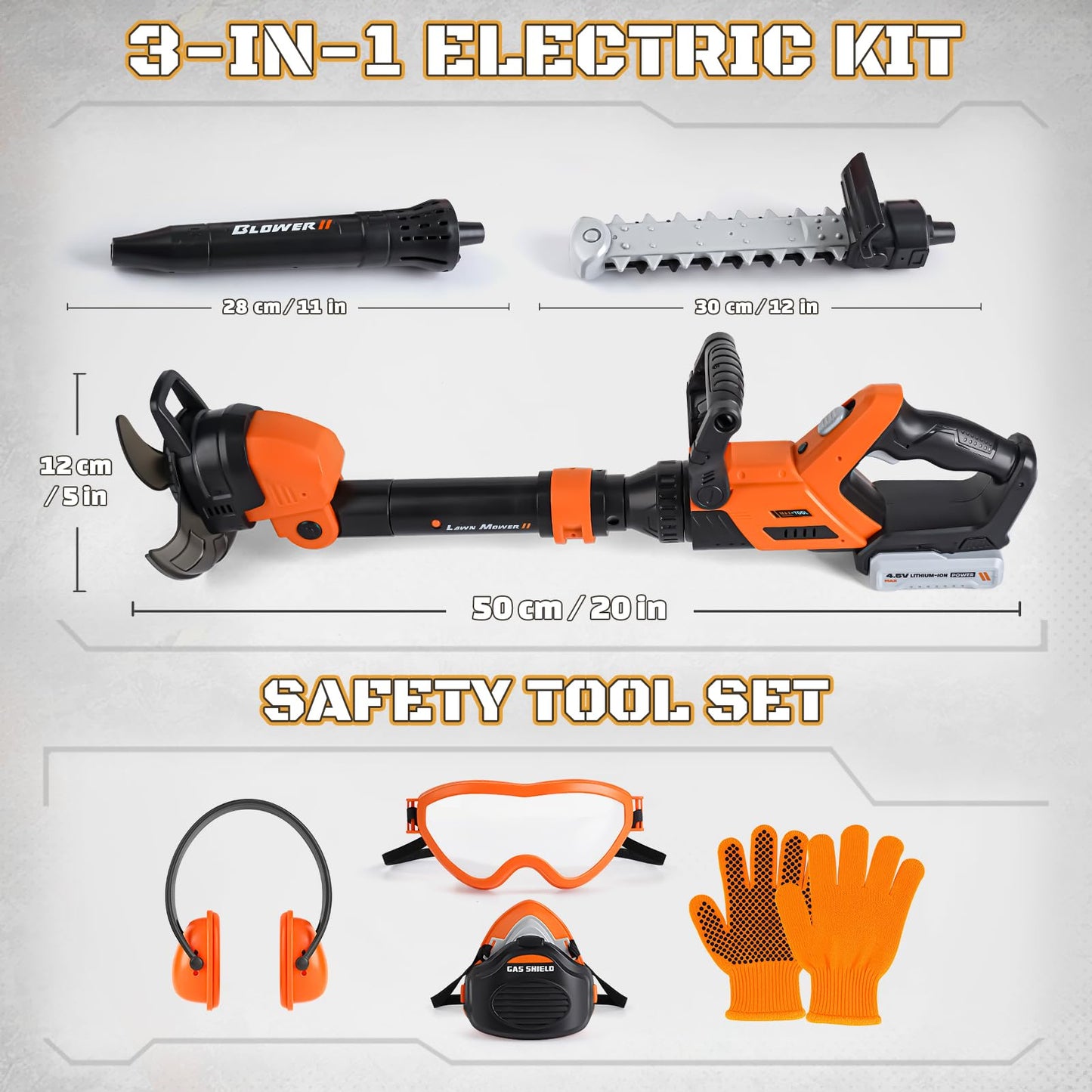 Vanplay 3-in-1 Kids Yard Tools Set | Realistic Pretend Play with Safety Gear