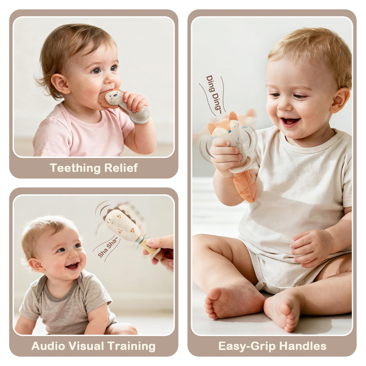 Vanplay Baby Rattles 3-Piece Teething Toys — 0-6 Months, Sensory & Easy-Grasp