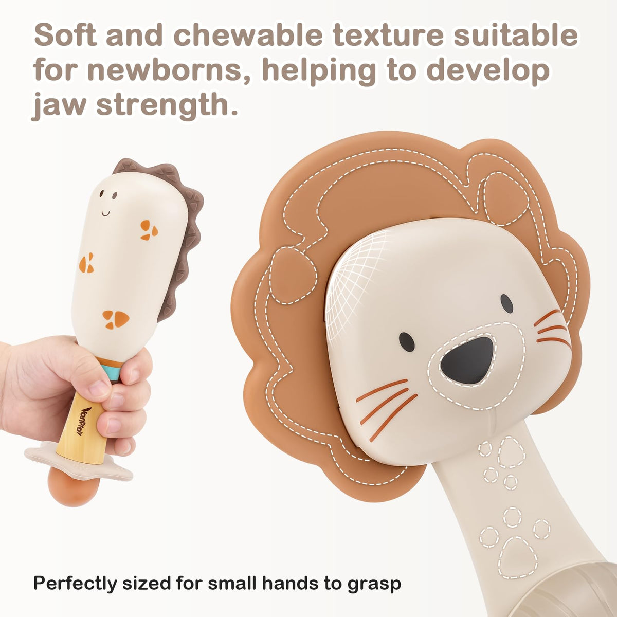 Vanplay Baby Rattles 3-Piece Teething Toys — 0-6 Months, Sensory & Easy-Grasp