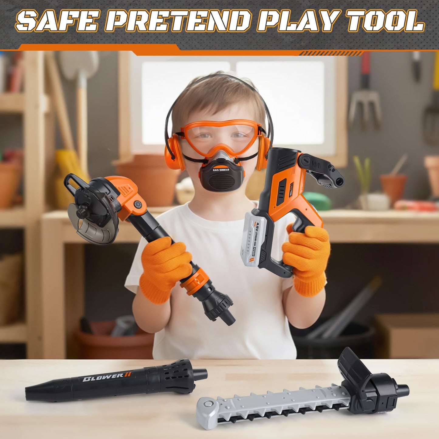 Vanplay 3-in-1 Kids Yard Tools Set | Realistic Pretend Play with Safety Gear
