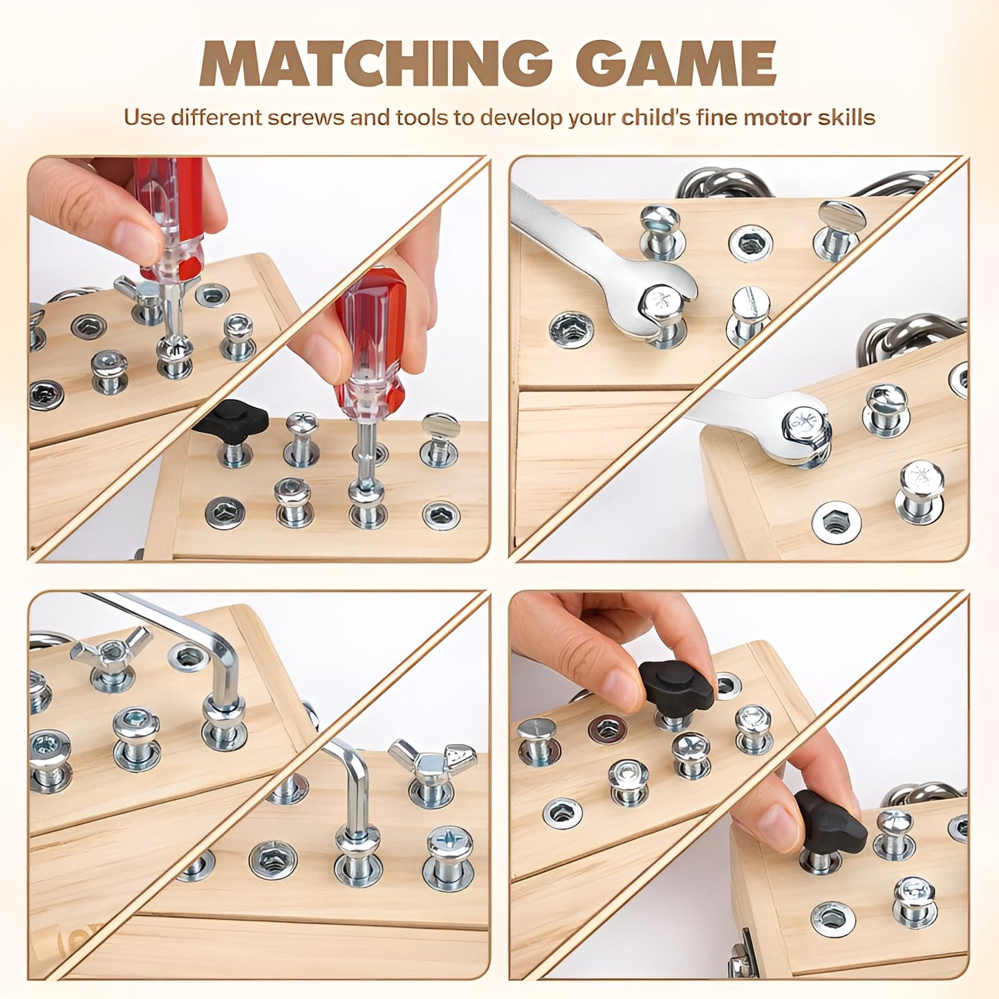 Vanplay Busy Board: Montessori Screwdriver Toy Set for 3-6 Year Olds – Wooden Educational Play