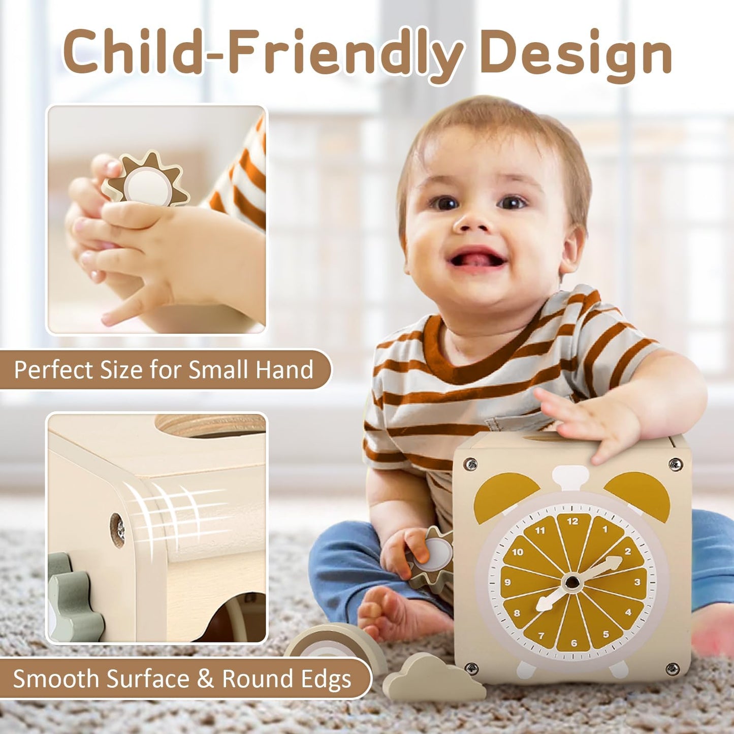 Vanplay Montessori 5-in-1 Wooden Activity Cube for Toddlers 1-3