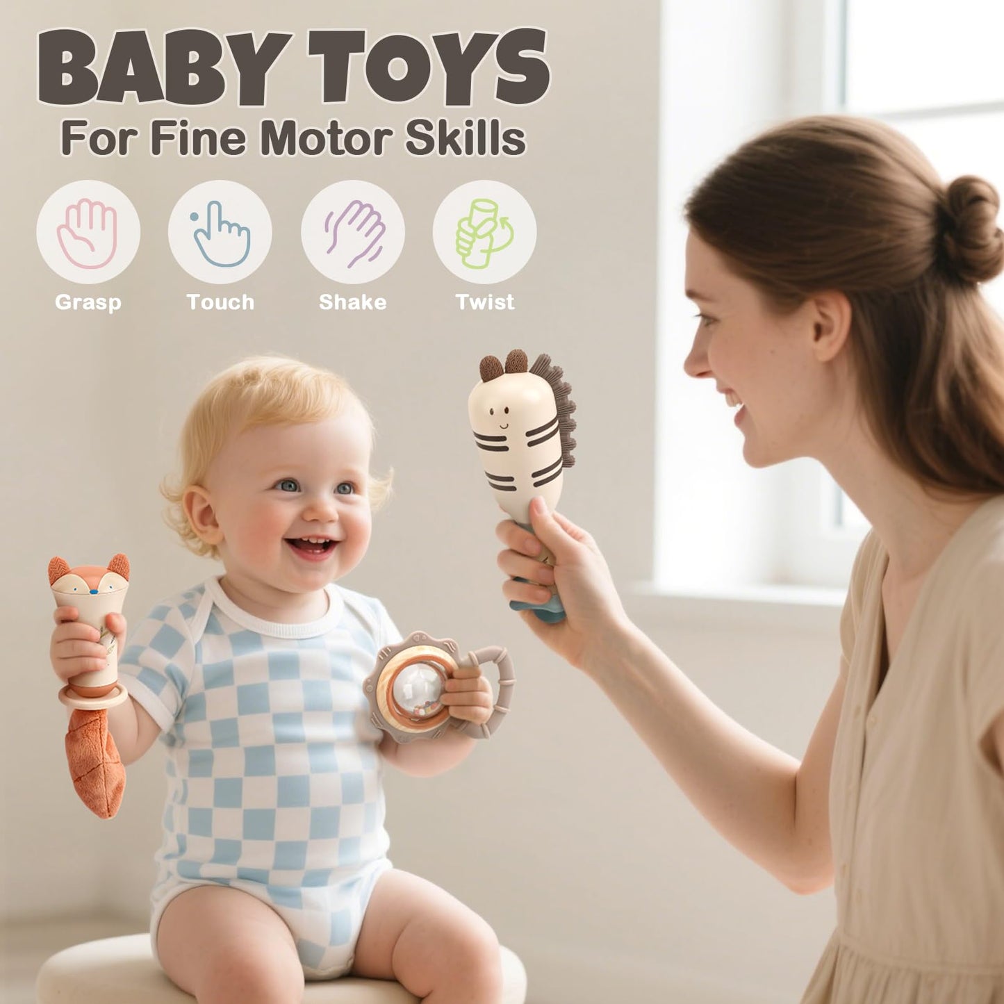 Vanplay Baby Rattles & Teethers Set – 10-Piece Sensory Toys for 0-12 Months