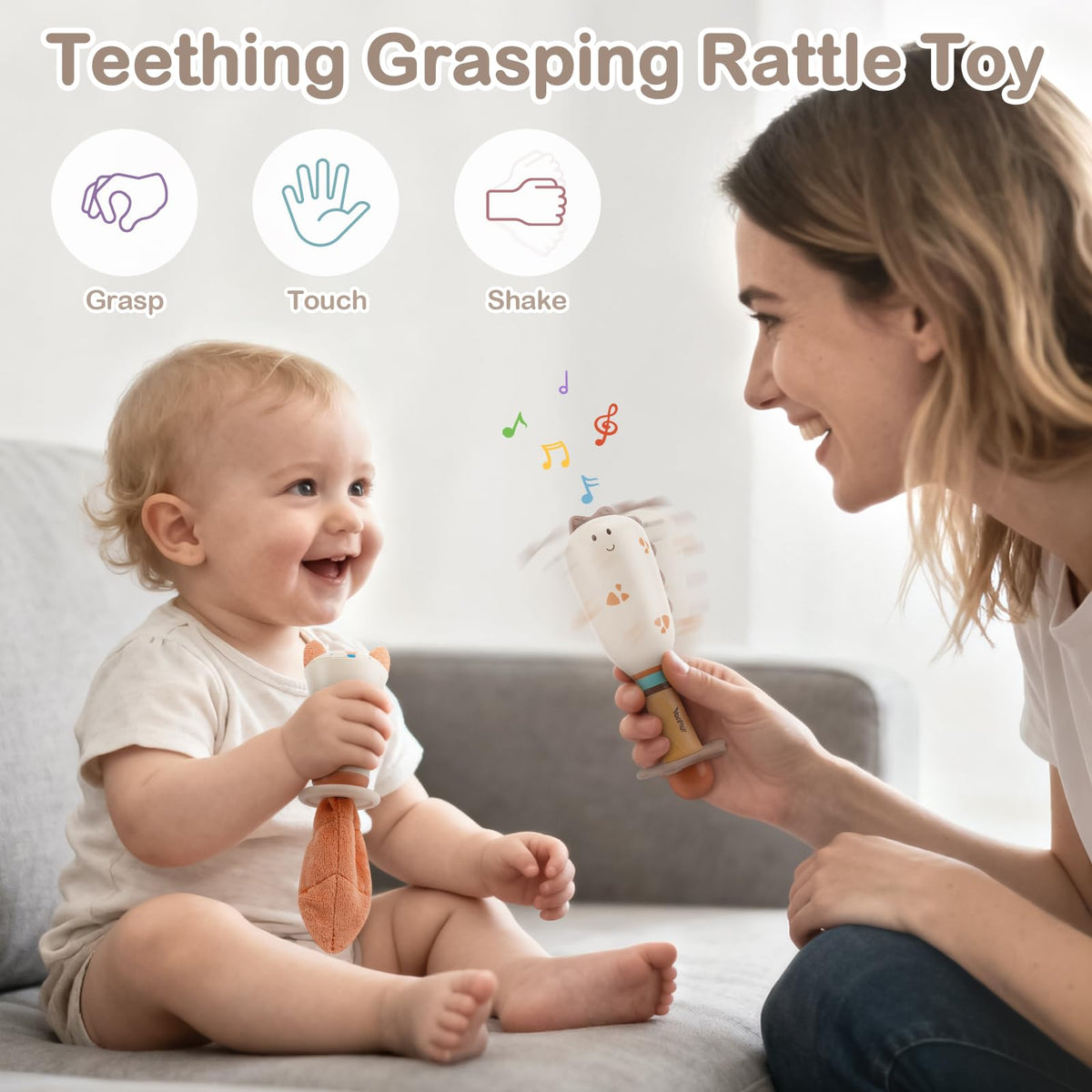 Vanplay Baby Rattles 3-Piece Teething Toys — 0-6 Months, Sensory & Easy-Grasp