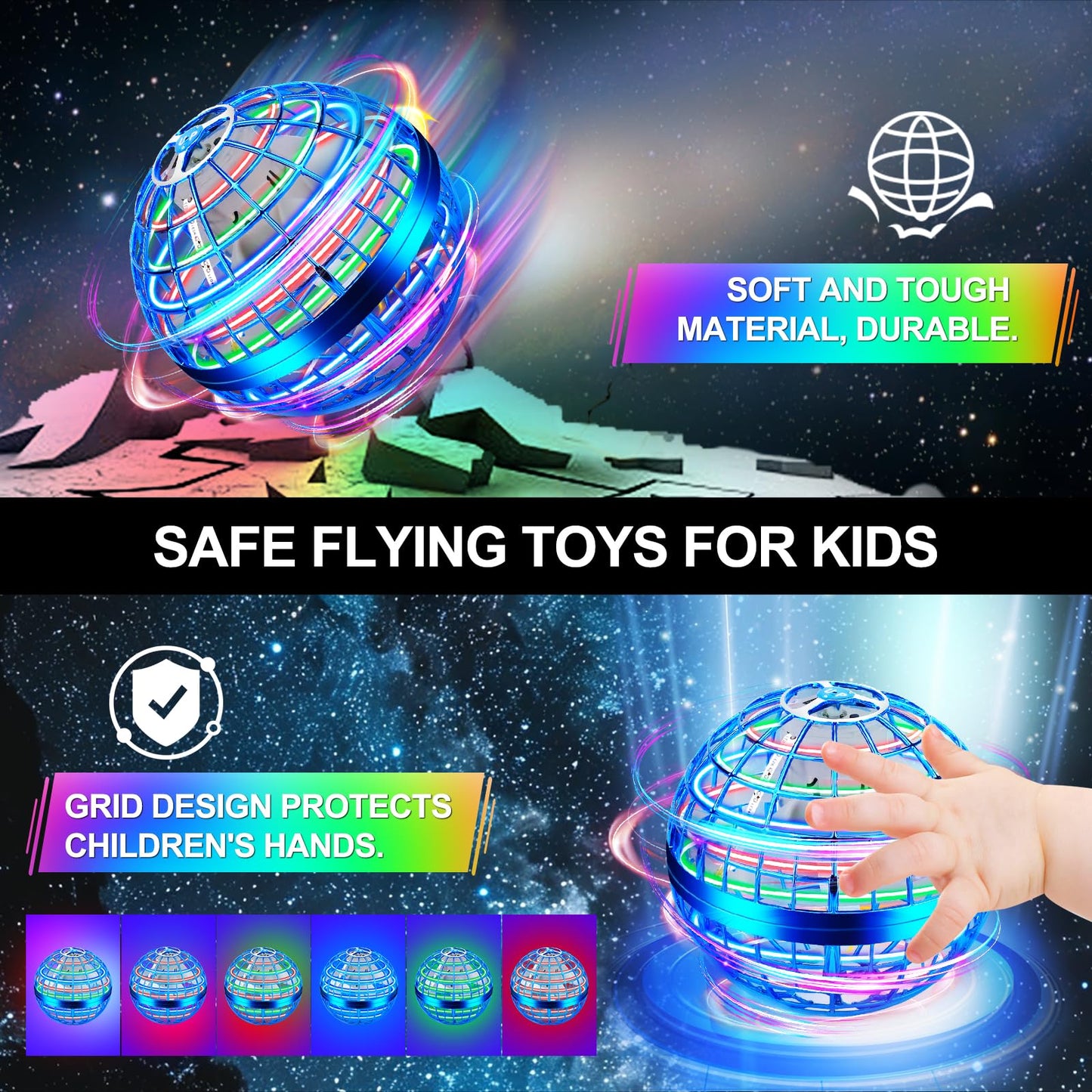 Vantexi Flying Orb Ball Toy - 2026 Upgraded LED Parachute Boomerang