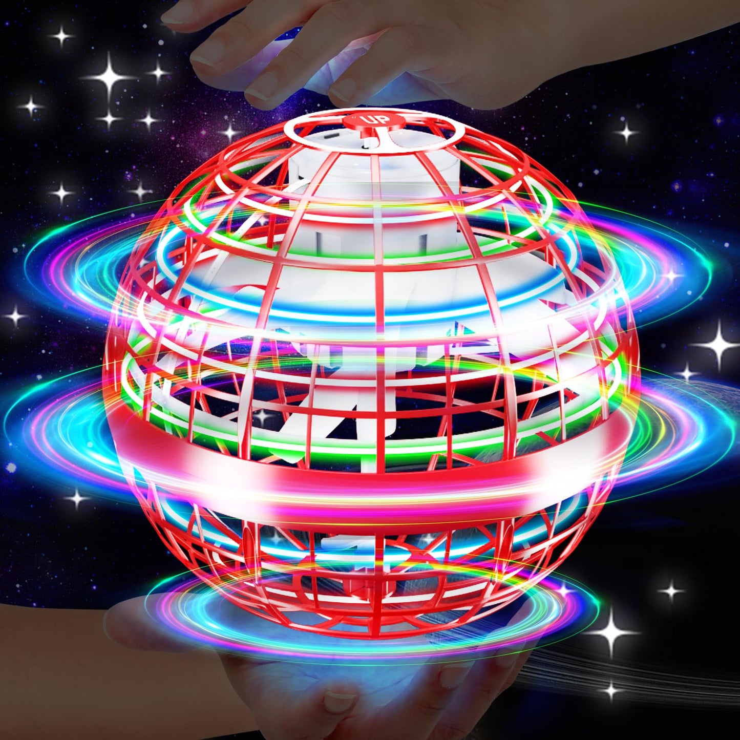Vantexi Flying Orb Ball Toy – 2026 LED Parachute Boomerang for Kids (Bright Red)