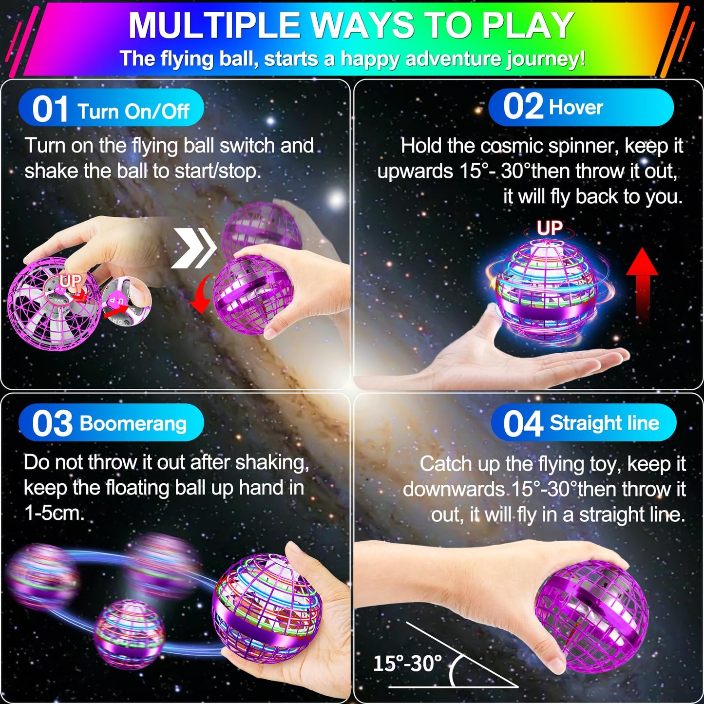 Vantexi Flying Orb Ball Toy – 2026 Upgraded Parachute LED & Hand-Control