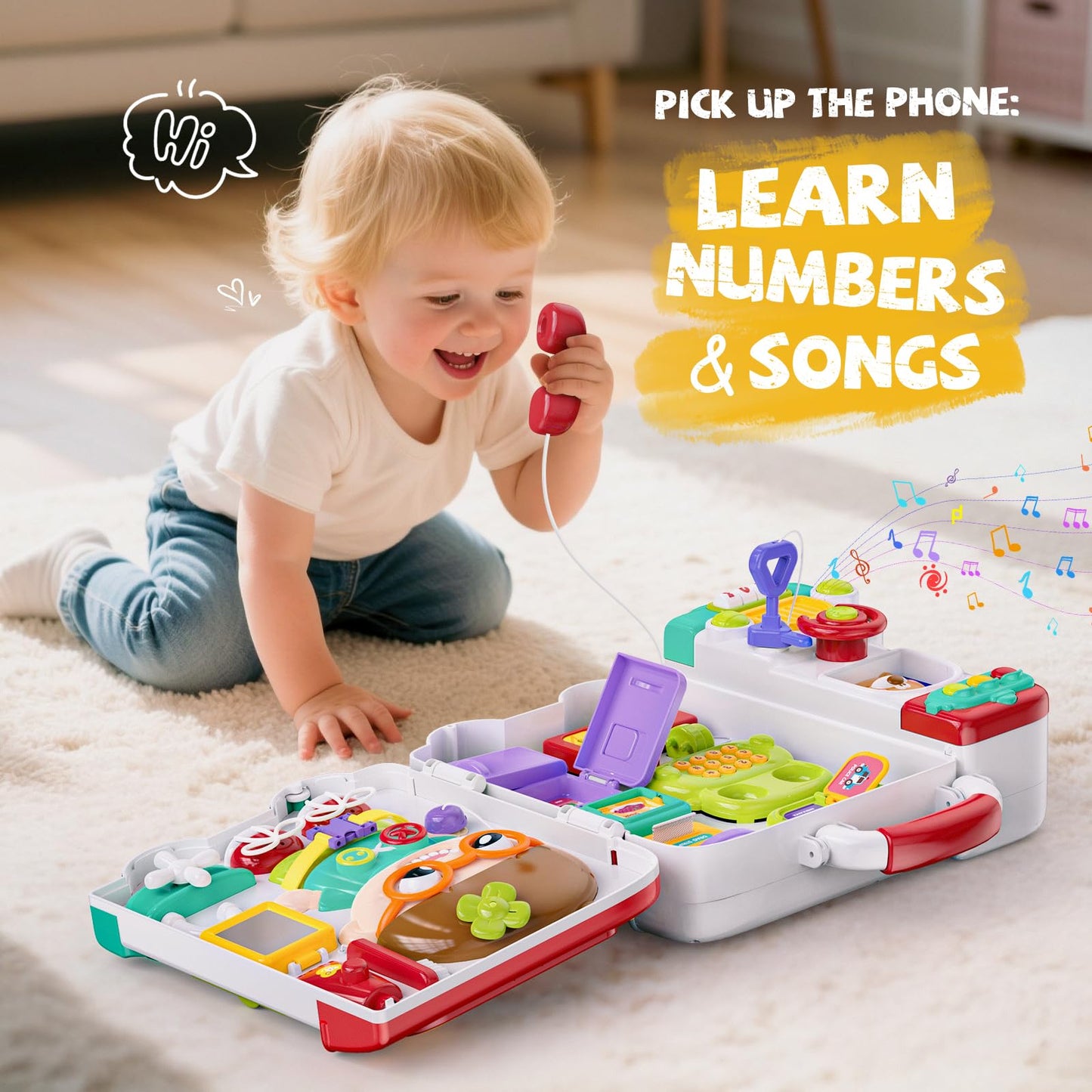 Vanvimen 54-in-1 Busy Board Montessori Toys | English & Spanish, 1-2 Year Old Gift