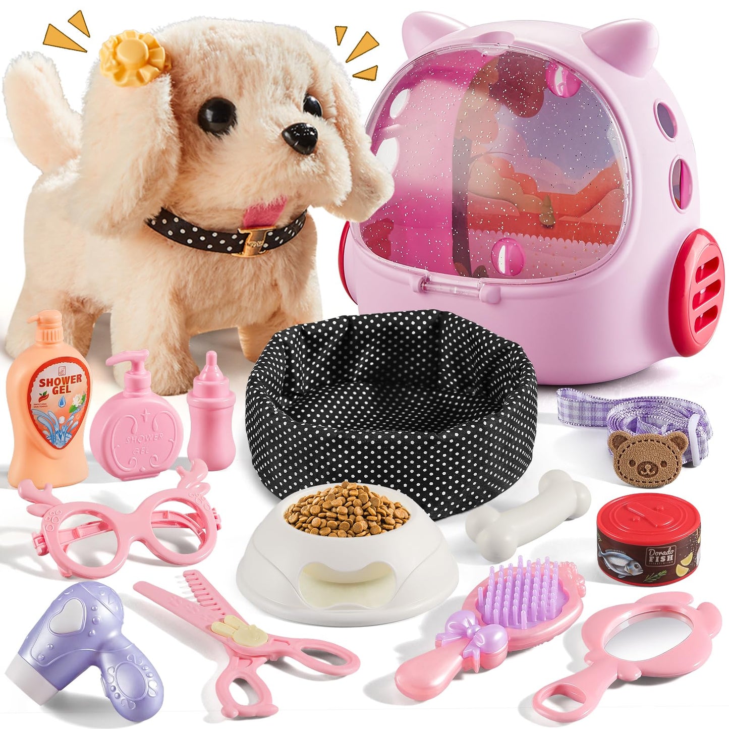 Vanvimen 16-Piece Robot Dog Toy Set for Kids – Realistic Puppy Play for Girls & Boys