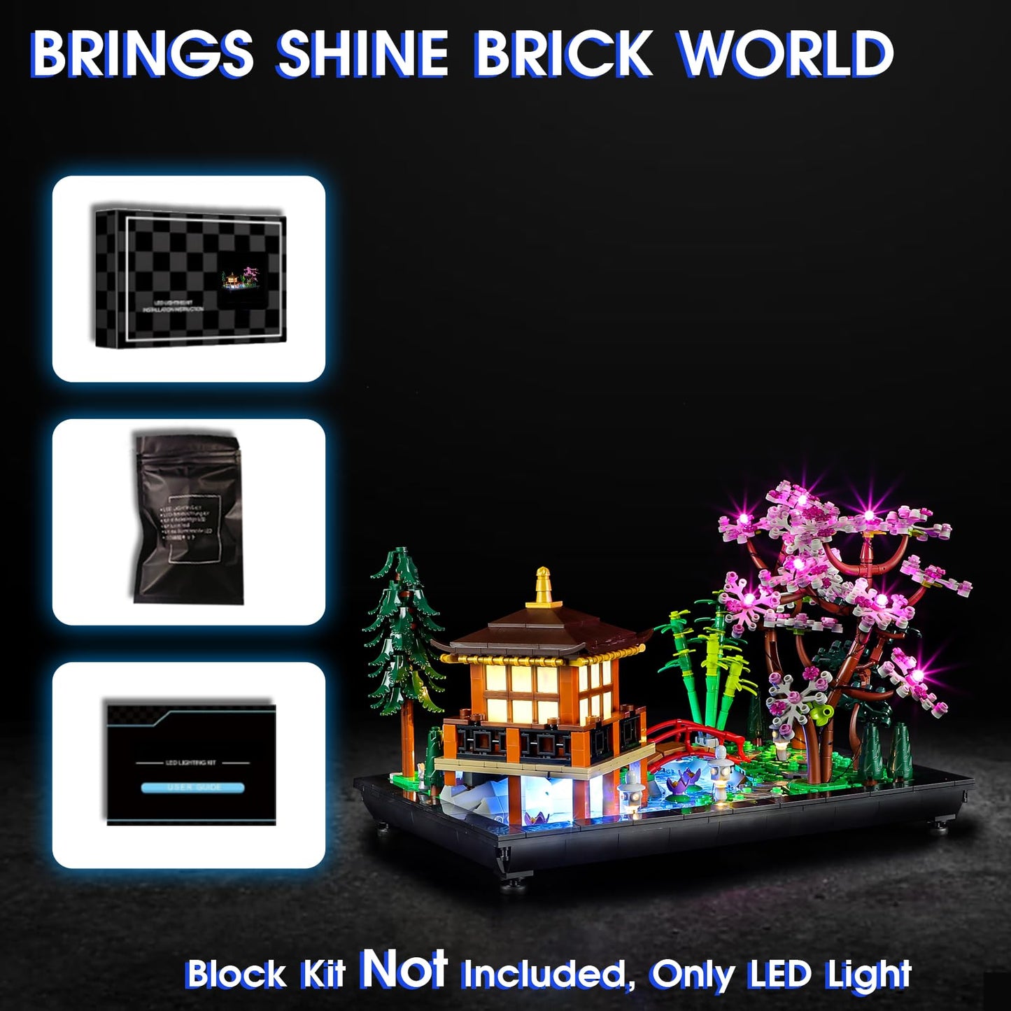 Vaodest LED Light Kit for LEGO 10315 Tranquil Garden – Ambient Illumination, USB or Battery Power