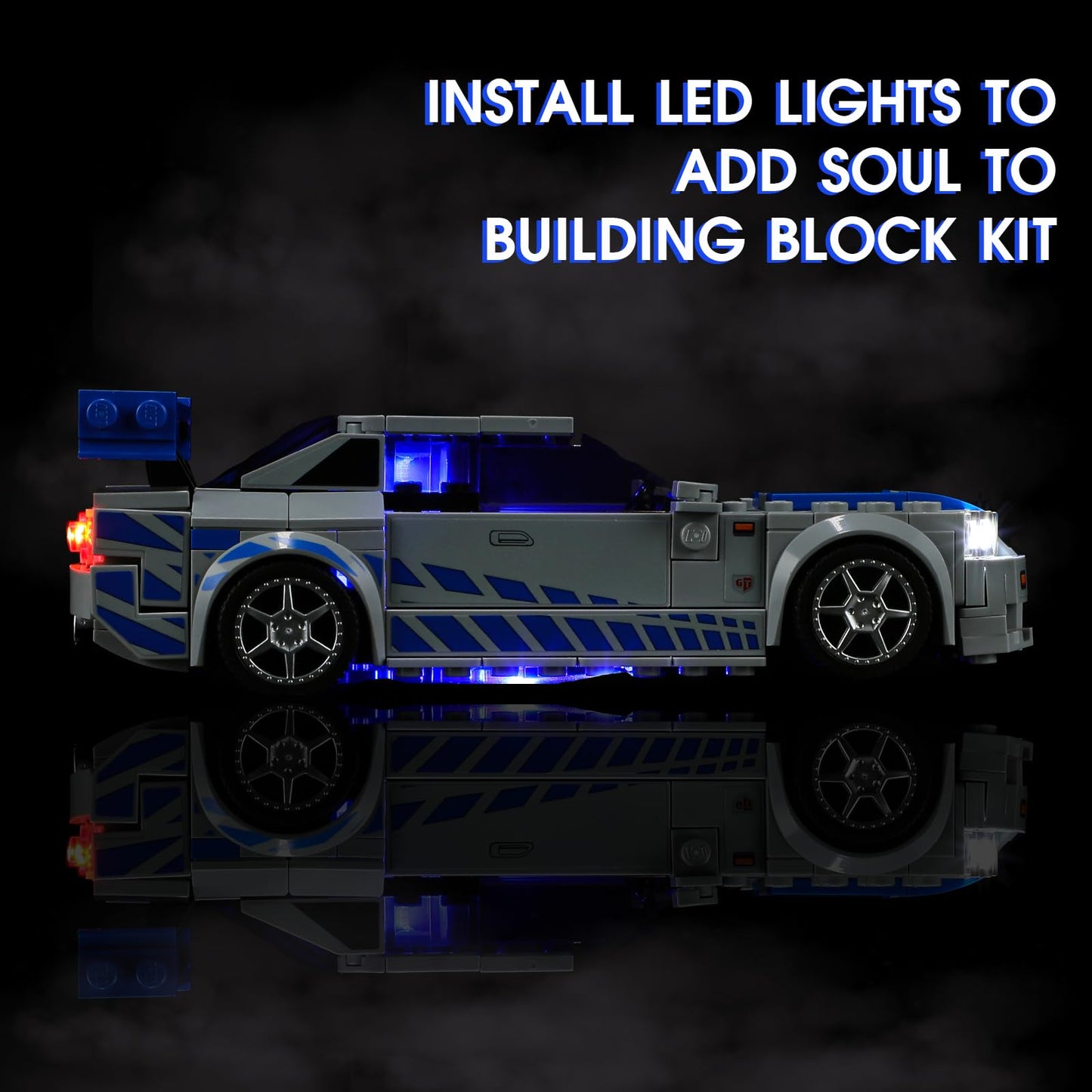 Vaodest LED Light Kit for Lego 76917 Speed Champions Nissan GT-R (R34) – LED Light Only
