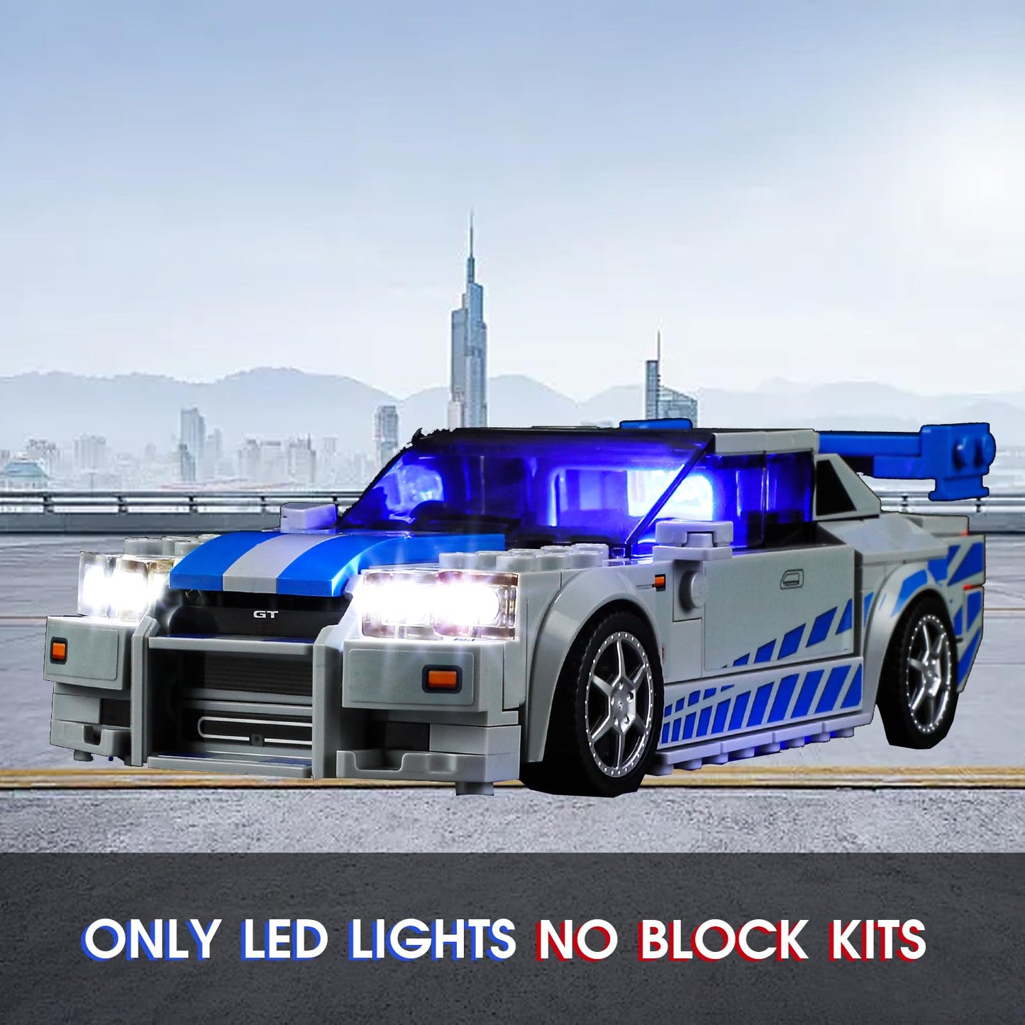 Vaodest LED Light Kit for Lego 76917 Speed Champions Nissan GT-R (R34) – LED Light Only