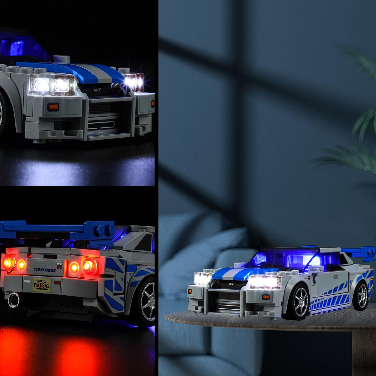 Vaodest LED Light Kit for Lego 76917 Speed Champions Nissan GT-R (R34) – LED Light Only