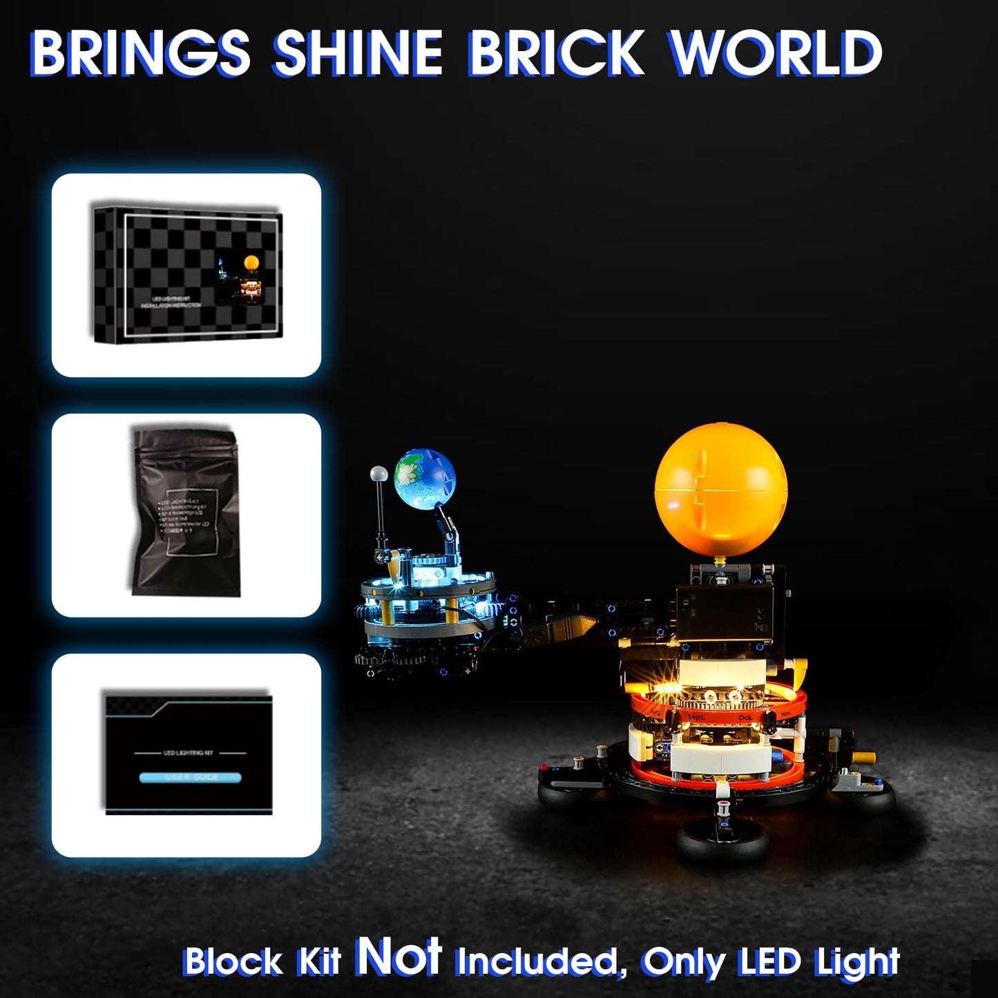 Vaodest LED Light Kit for Lego 42179 Planet Earth & Moon in Orbit (LED Only)