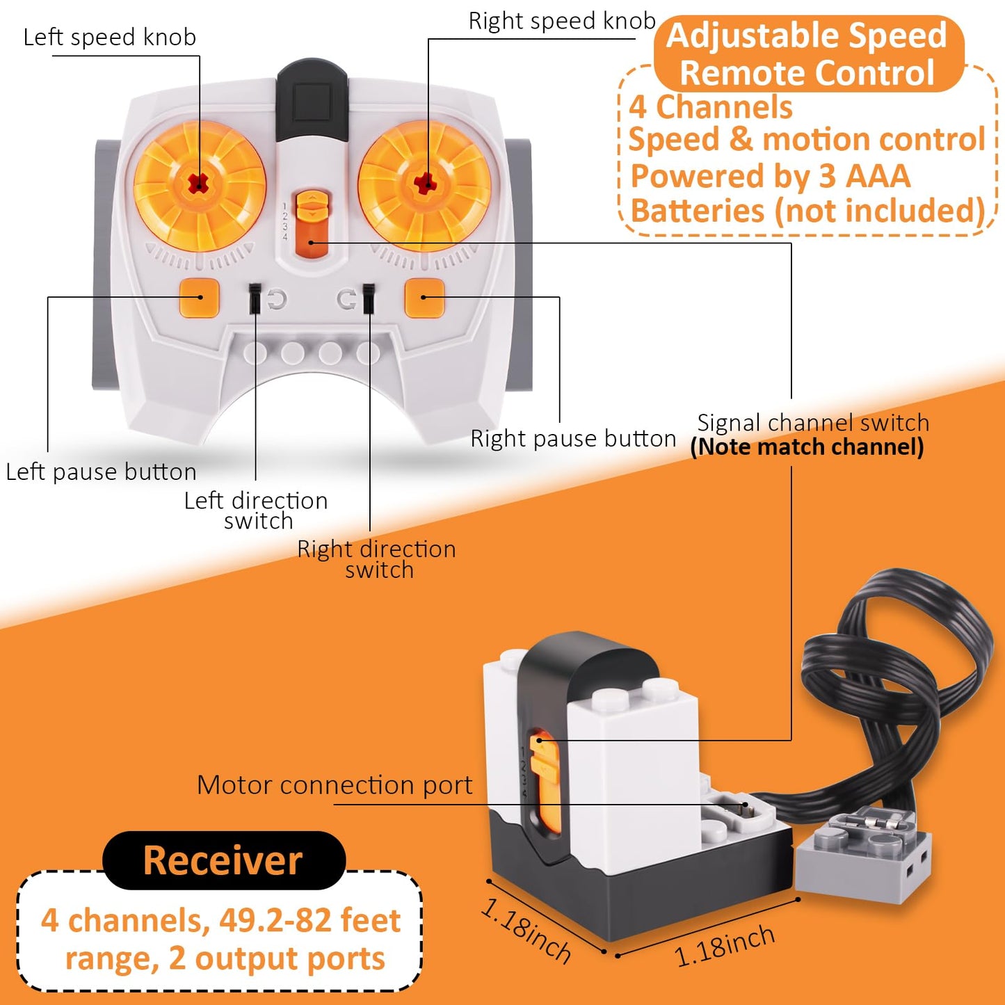 VAOEVA WEERSHUN 9-in-1 Motor Kit for Stud Building Blocks – Powerful Motors & Remote Control