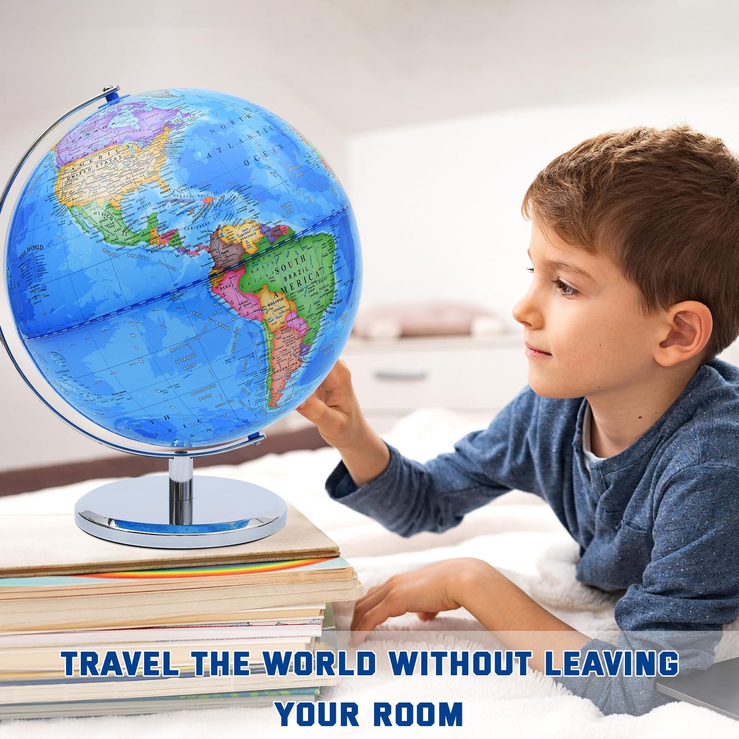 VAP World Globe 12-Inch – Interactive Spinning Earth Map for Students, Home & Classroom