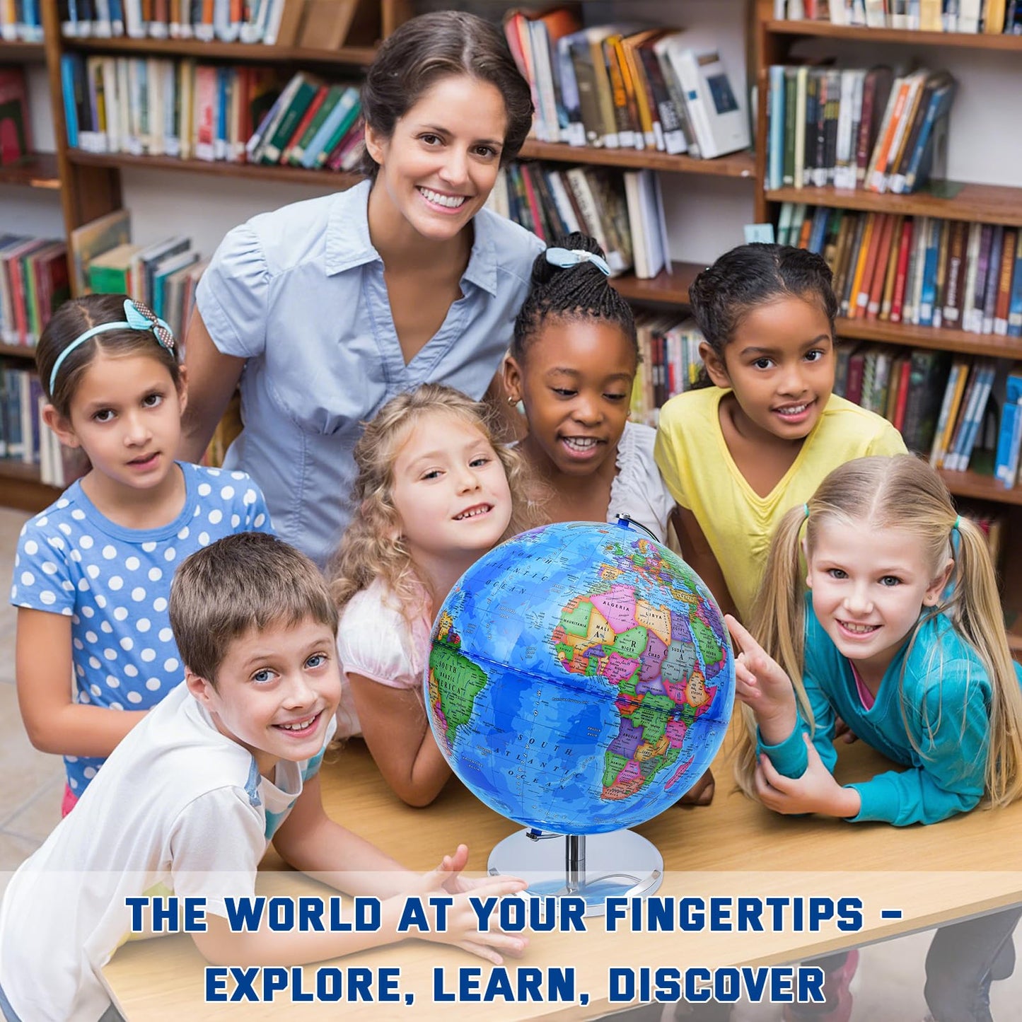 VAP World Globe 12-Inch – Interactive Spinning Earth Map for Students, Home & Classroom