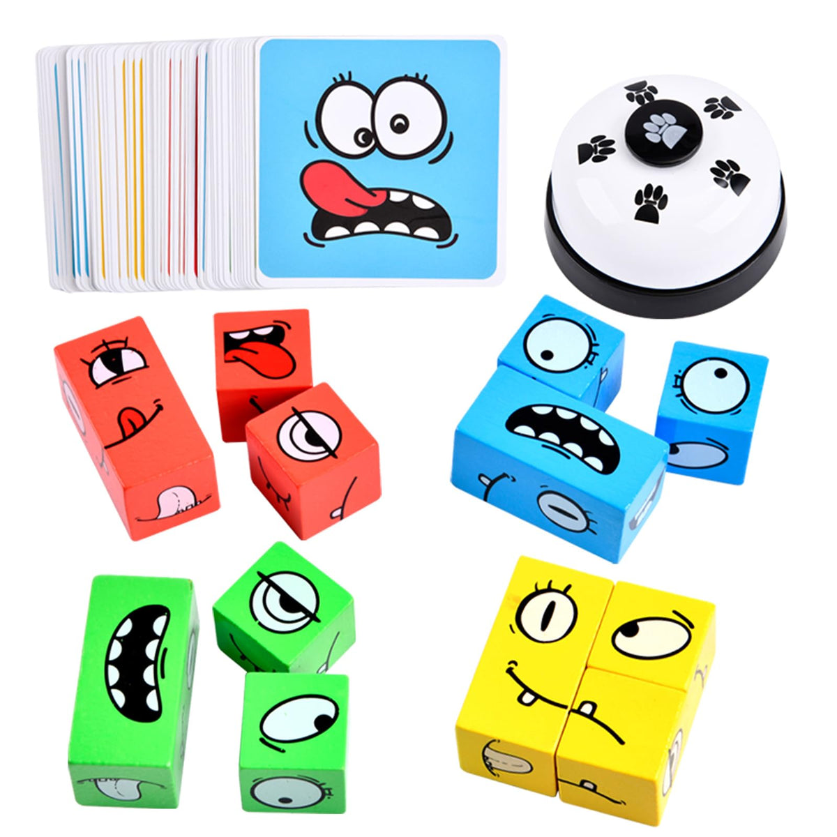Varbertos Wooden Face-Changing Cube Game | Expression Puzzle Blocks for All Ages