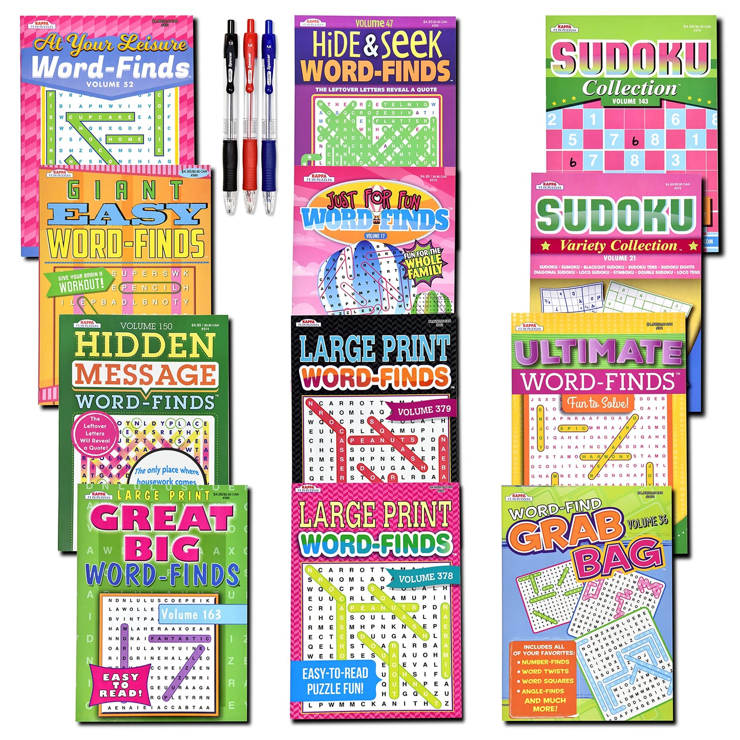 Variety Savings 12-Pack: Sudoku & Word Search Puzzles for Adults (8x10)