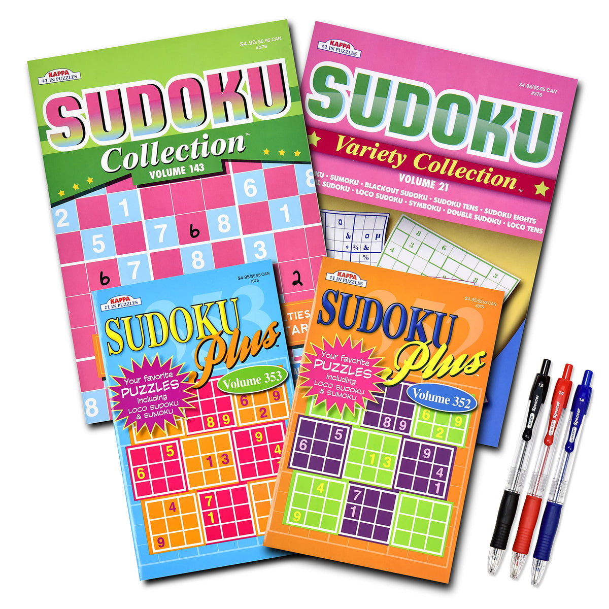 Variety Savings: 4-Pack Sudoku Puzzles for Adults – Large 8x10 & Digest 8x5