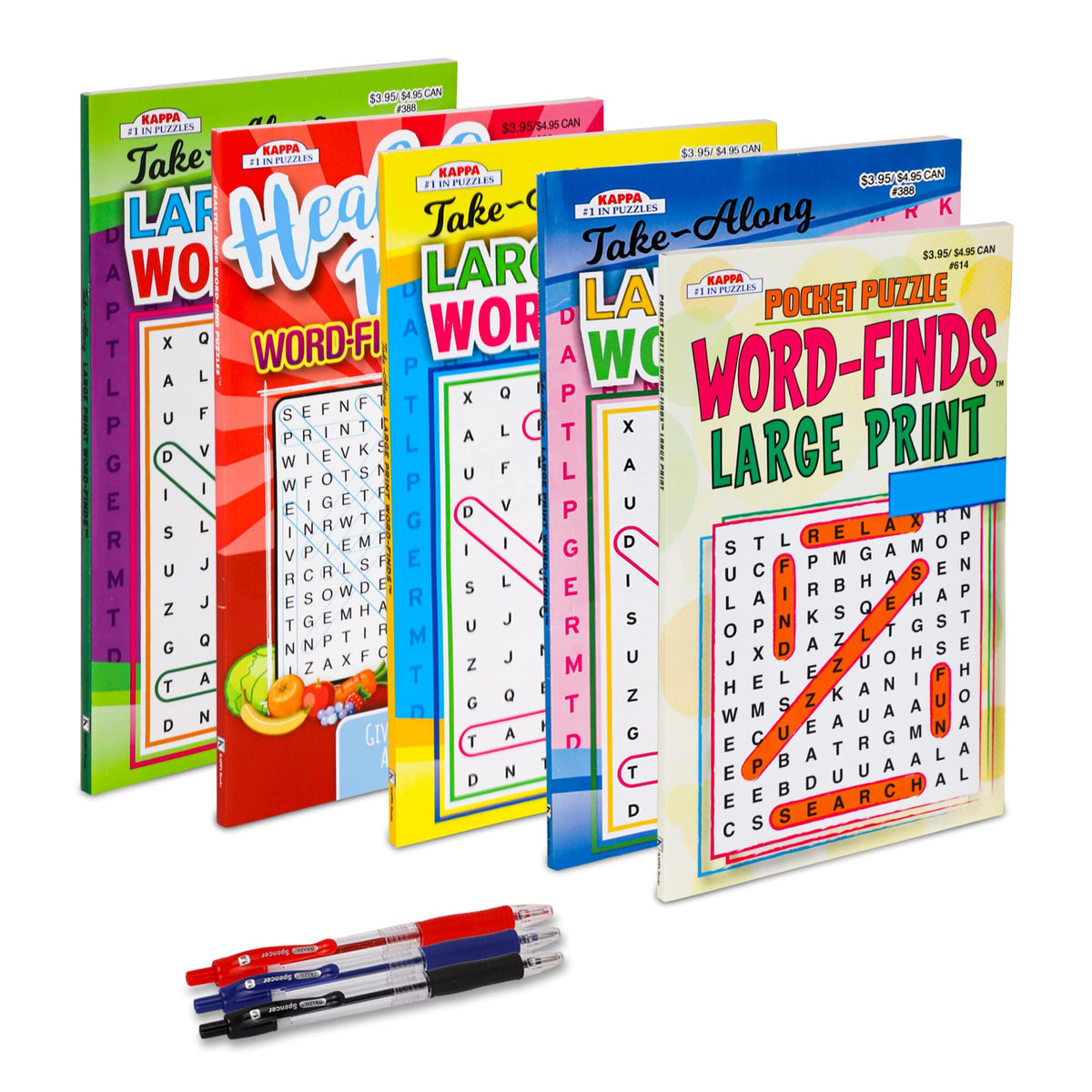 Variety Savings 5-Pack Travel Sudoku & Word Find Puzzles – 450+ Large-Print Digest Size Books (5x8)