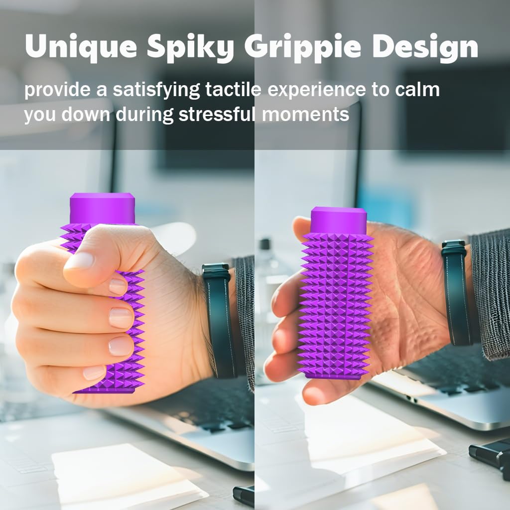 Vatonezich Little Ouchies Fidget – Pocket-Sized Stim Keychain with Spiky Grippie Design (Ice Blue and Purple)