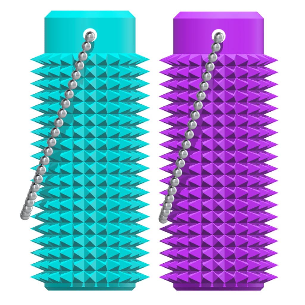 Vatonezich Little Ouchies Fidget – Pocket-Sized Stim Keychain with Spiky Grippie Design (Ice Blue and Purple)