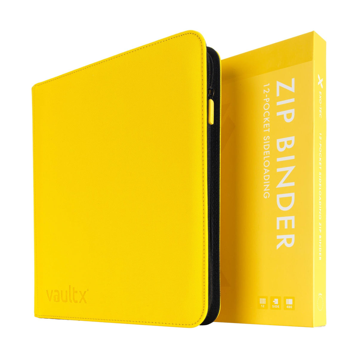 Vault X 12-Pocket Zip Binder – 480 Card Capacity, Exo-Tec Cover, 20 Pages, Yellow