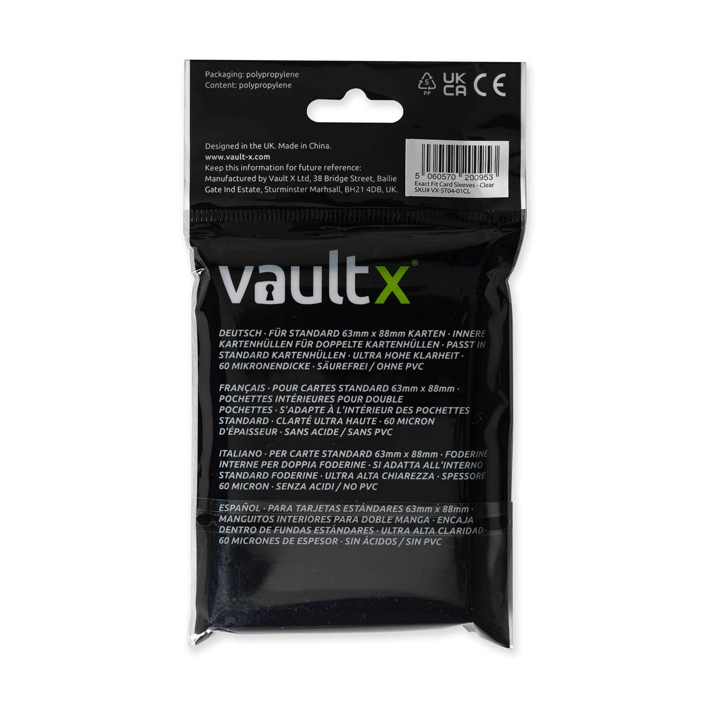 Vault X Exact Fit Card Sleeves – 500 Pack, Soft, High Clarity, Precise 64x89mm Inner Sleeves