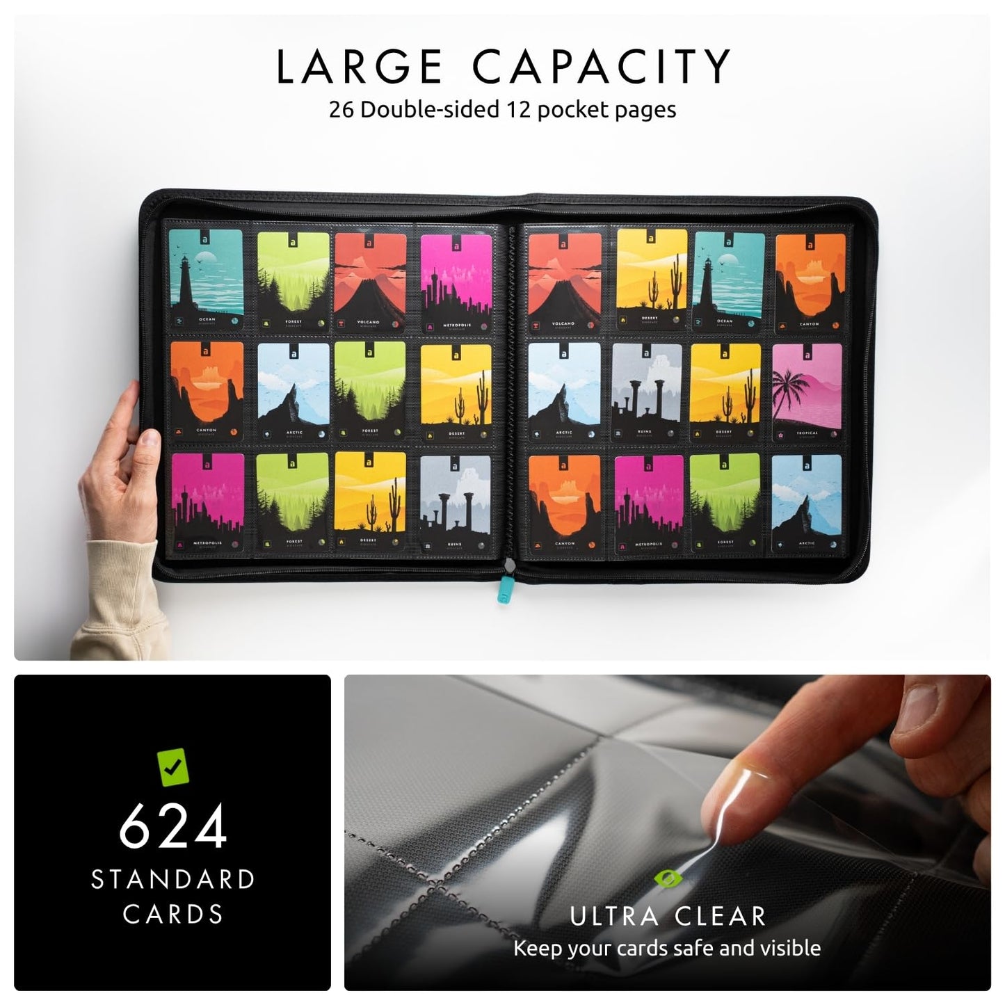 Vault X 12 XL Pocket Zip Binder – 624 Cards, Exo-Tec Cover, 26 Pages, Teal