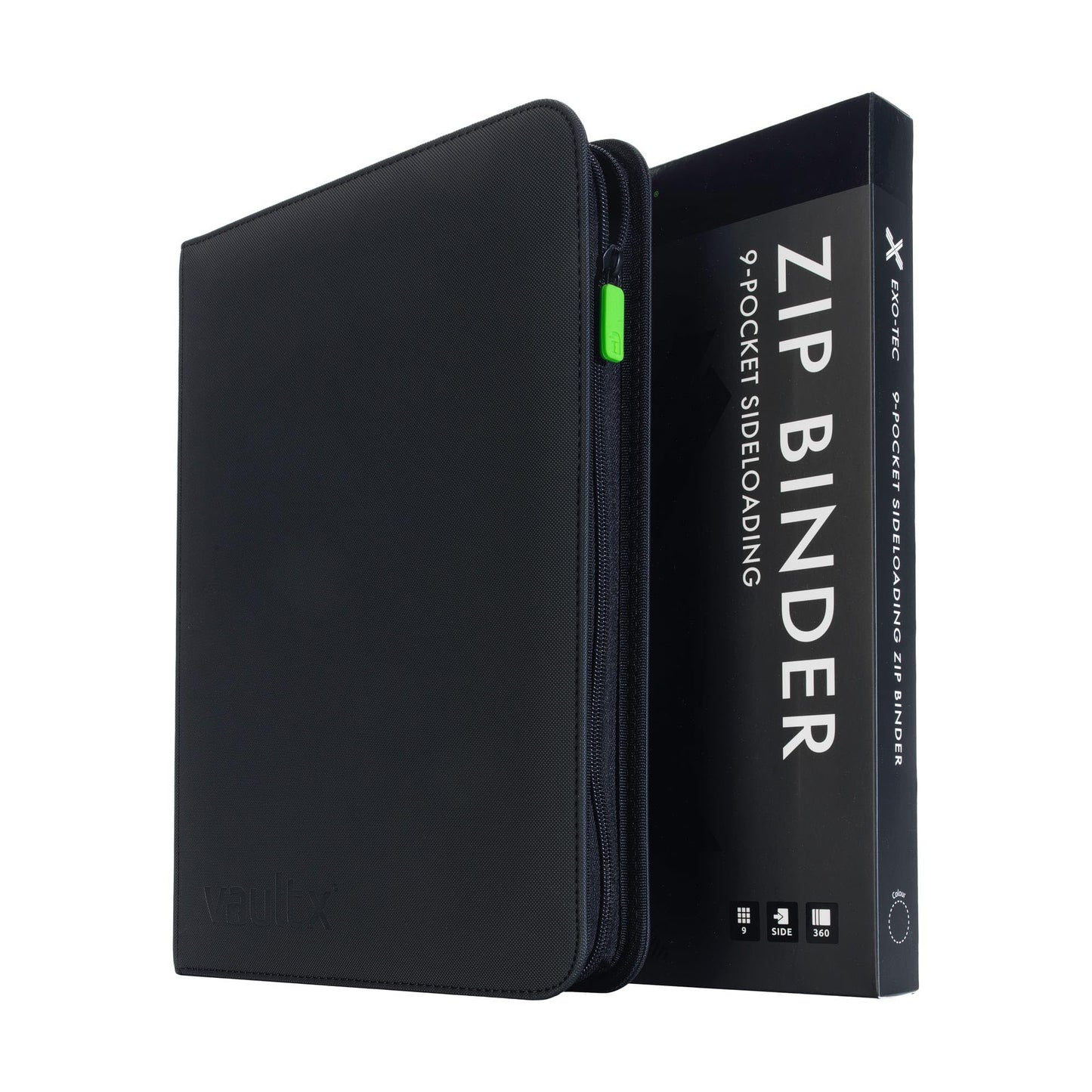 Vault X 9-Pocket Trading Card Zip Binder — 360 Cards, Exo-Tec Cover, Black