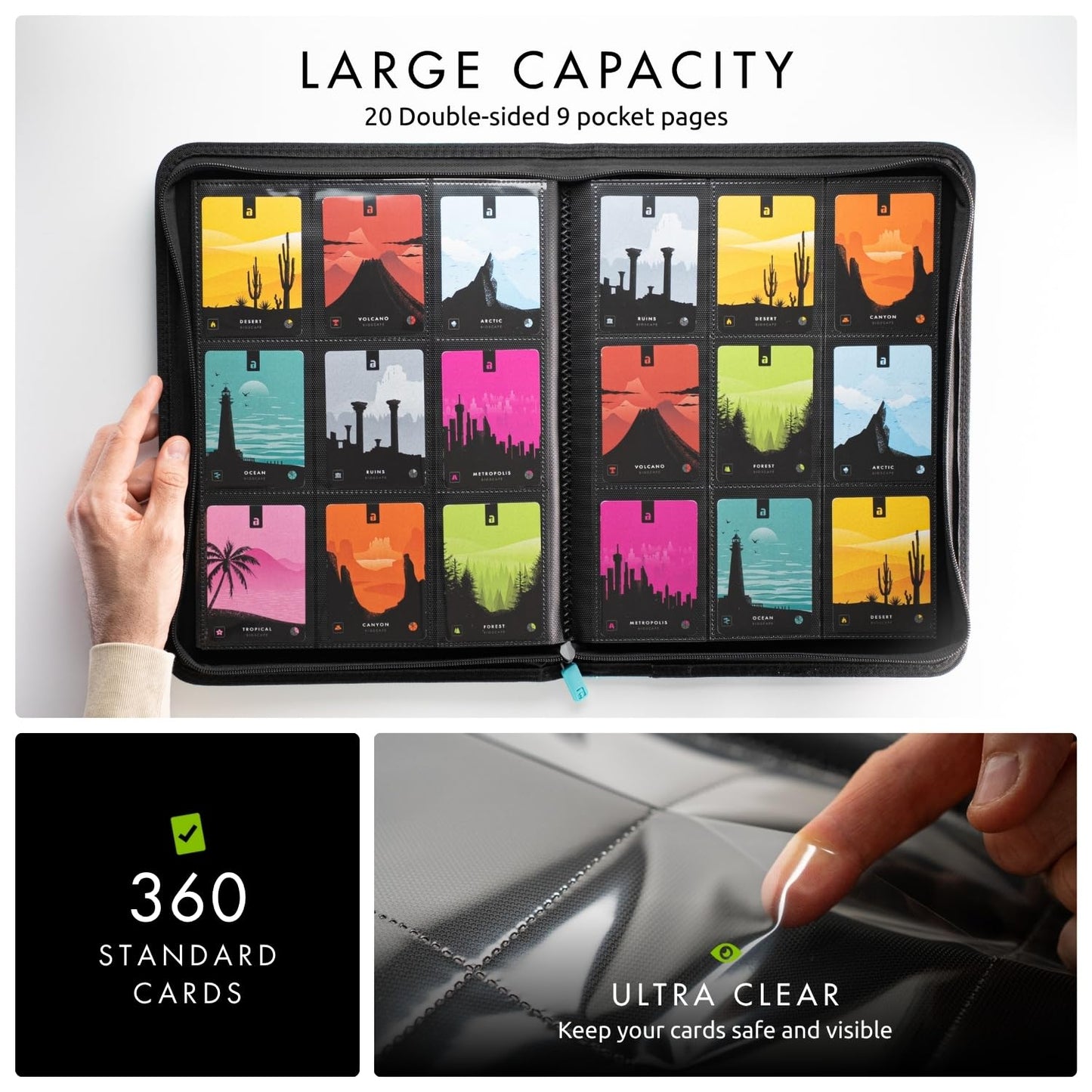 Vault X 9 Pocket Trading Card Zip Binder Teal – 360 Card Capacity, Exo-Tec Durable Cover
