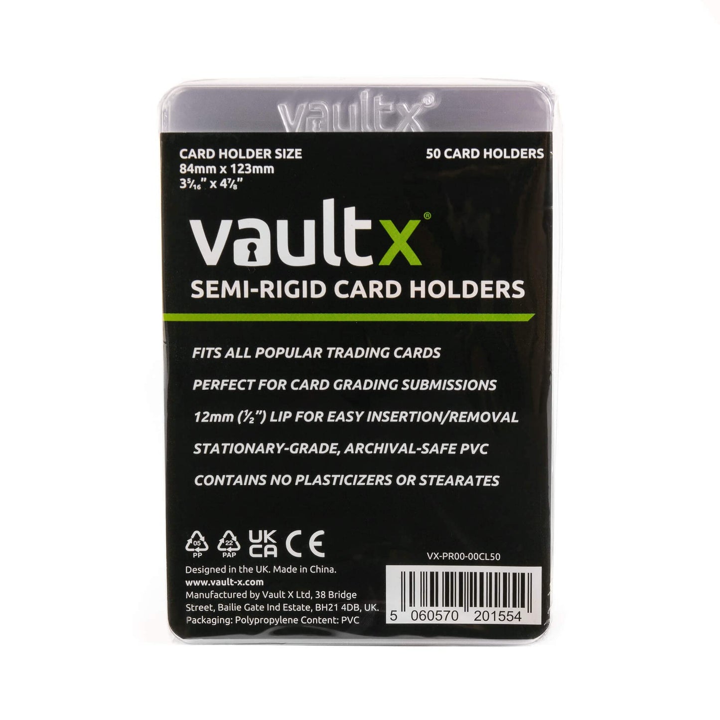 Vault X Semi-Rigid Card Holders (50 Pack) – Protective Card Protectors for Grading Submissions