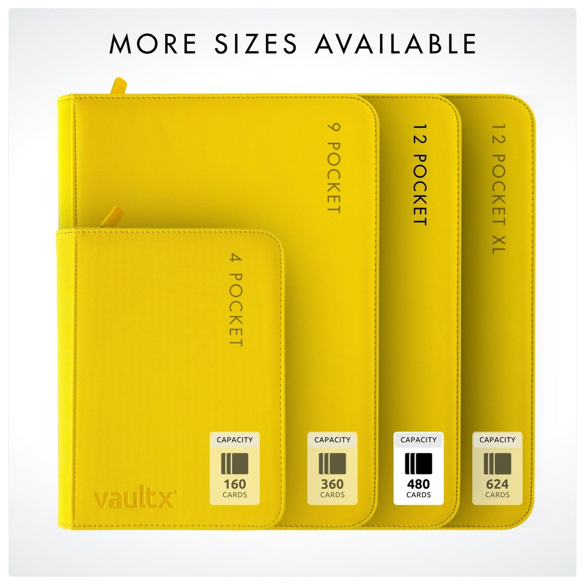 Vault X 12-Pocket Zip Binder – 480 Card Capacity, Exo-Tec Cover, 20 Pages, Yellow