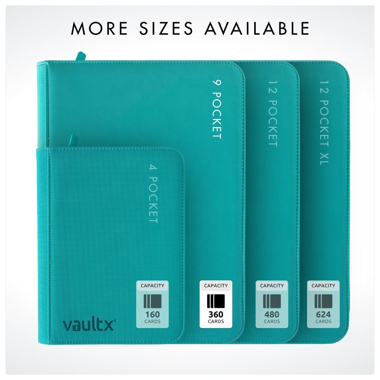 Vault X 9 Pocket Trading Card Zip Binder Teal – 360 Card Capacity, Exo-Tec Durable Cover