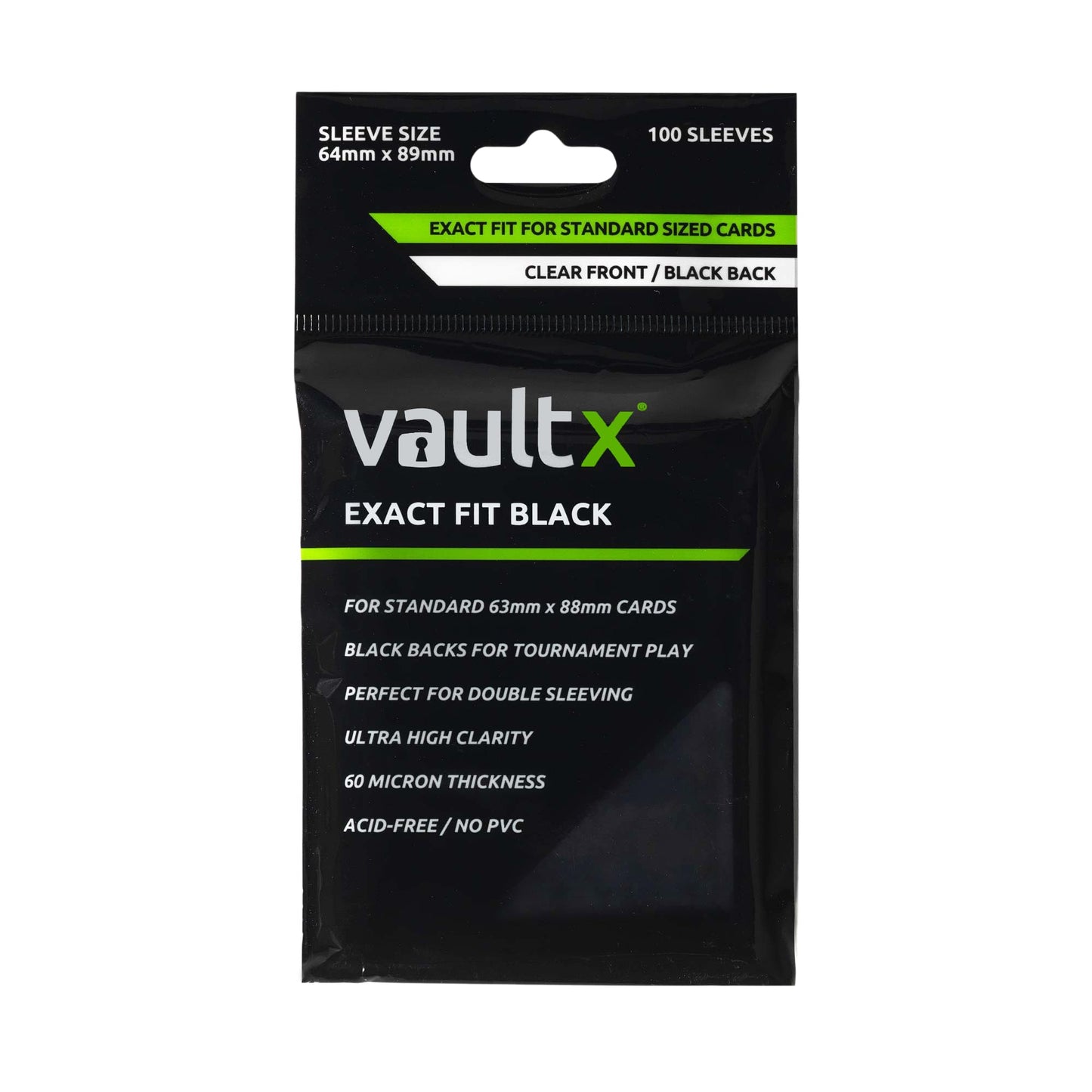 Vault X Black Exact Fit Inner Sleeves – 100 Pack, Precise 63x88 Card Fit