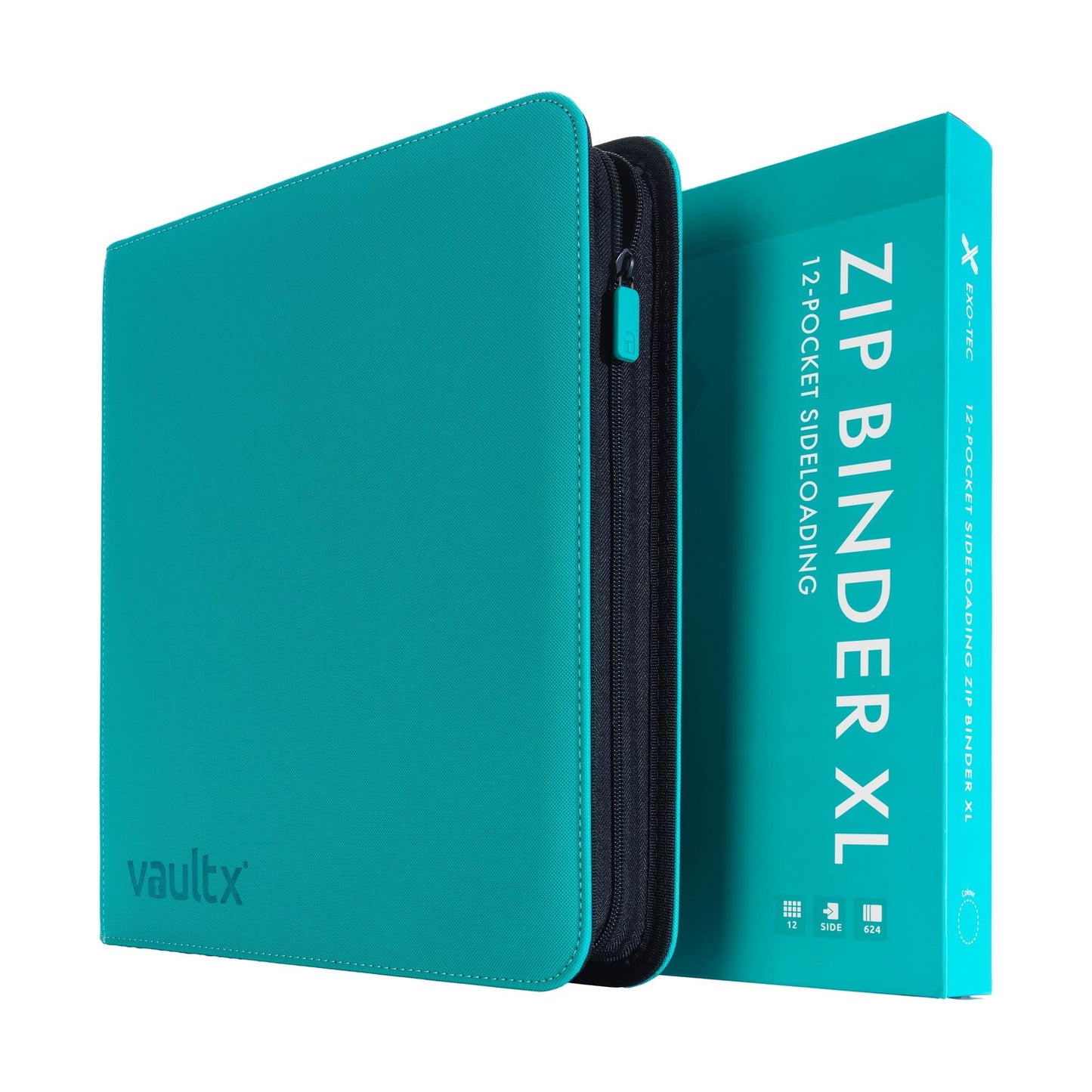 Vault X 12 XL Pocket Zip Binder – 624 Cards, Exo-Tec Cover, 26 Pages, Teal