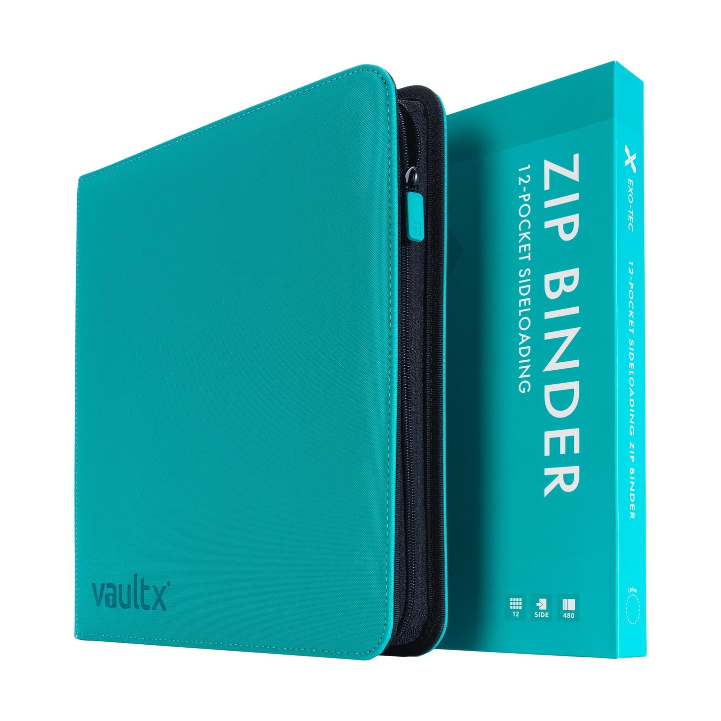 Vault X 12-Pocket Zip Binder – 480 Cards, Teal Exo-Tec Cover