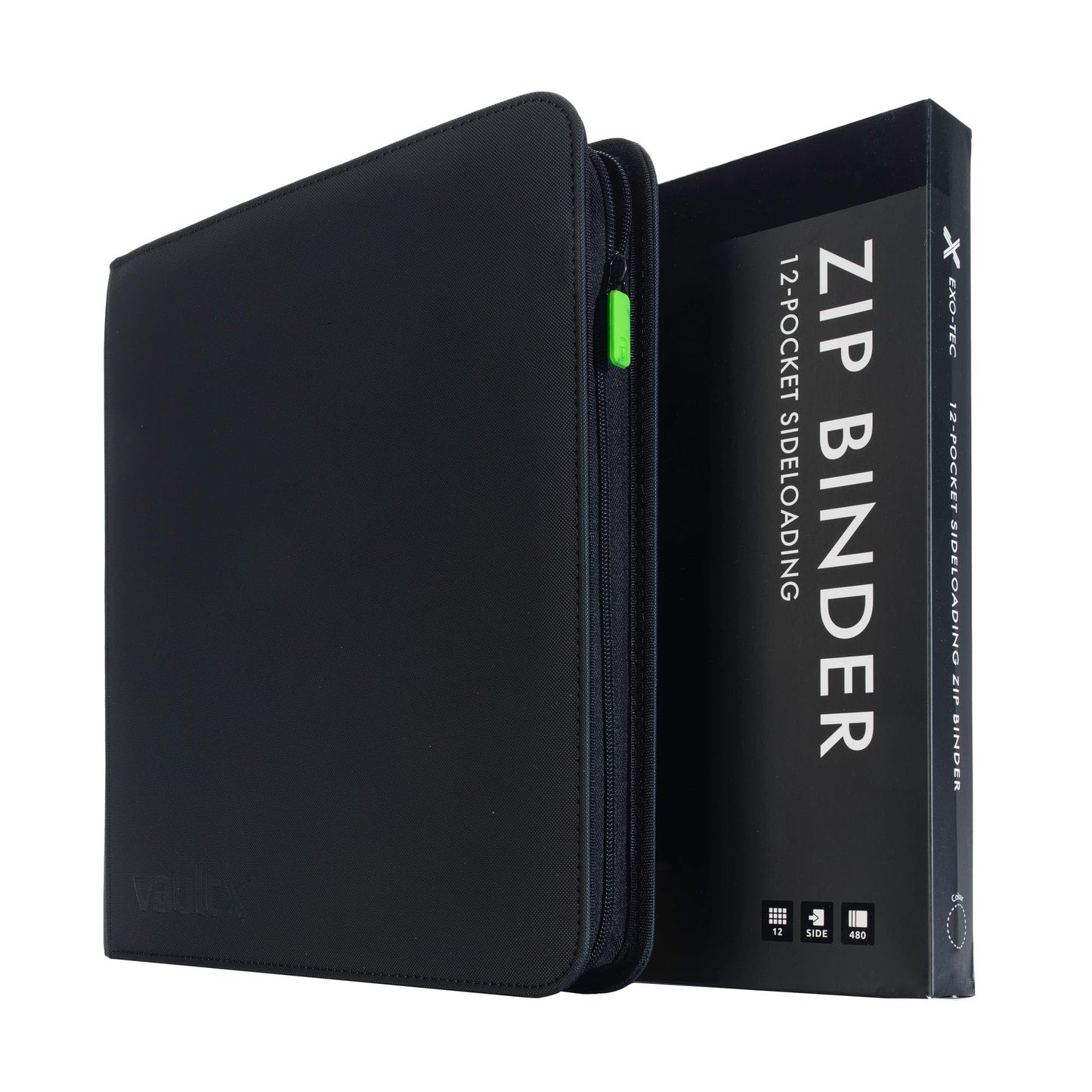 Vault X 12 Pocket Card Zip Binder – 480 Cards, Exo-Tec Cover, 20 Pages (Black)