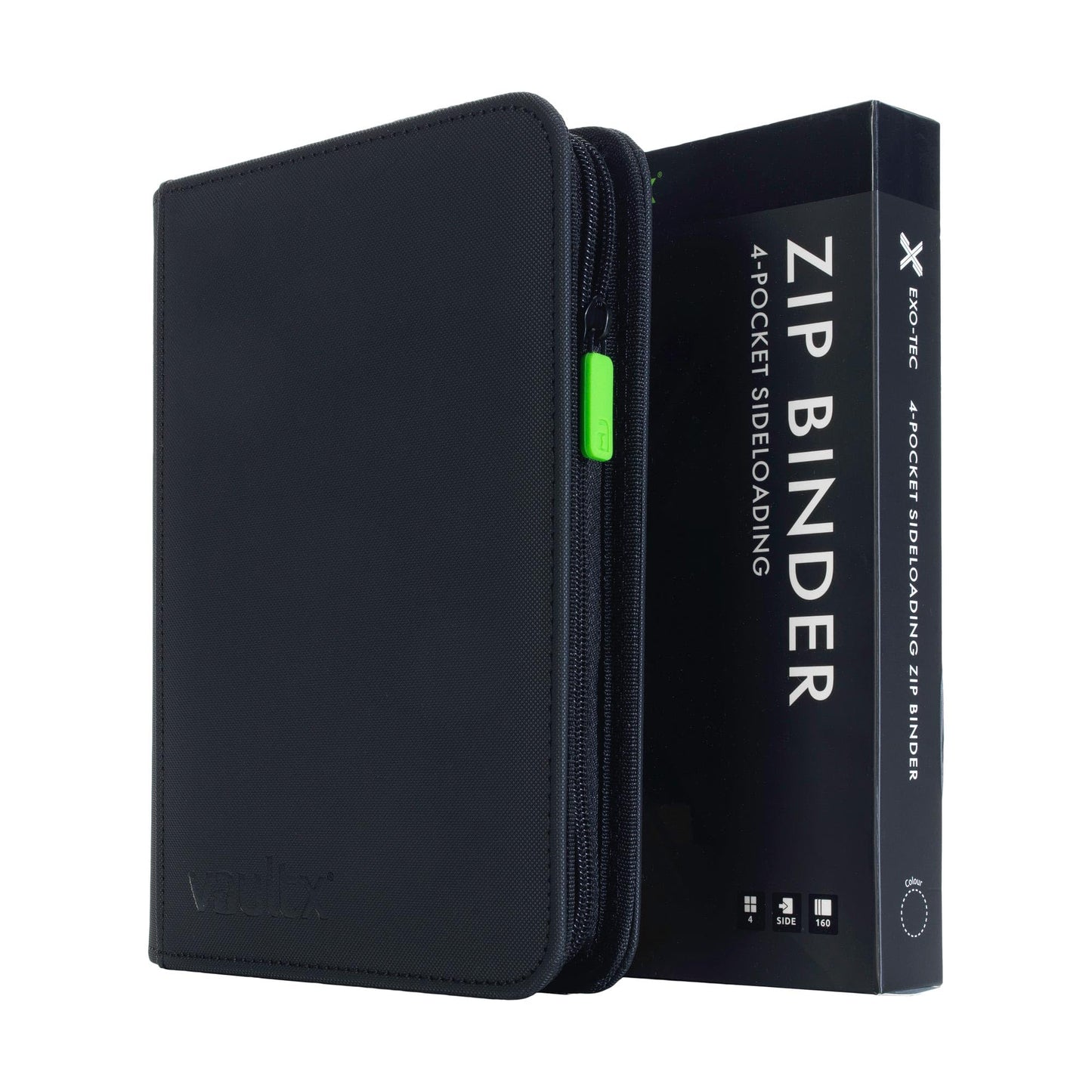 Vault X 4 Pocket Trading Card Zip Binder – 160 Cards, Exo-Tec, 20 Pages, Black